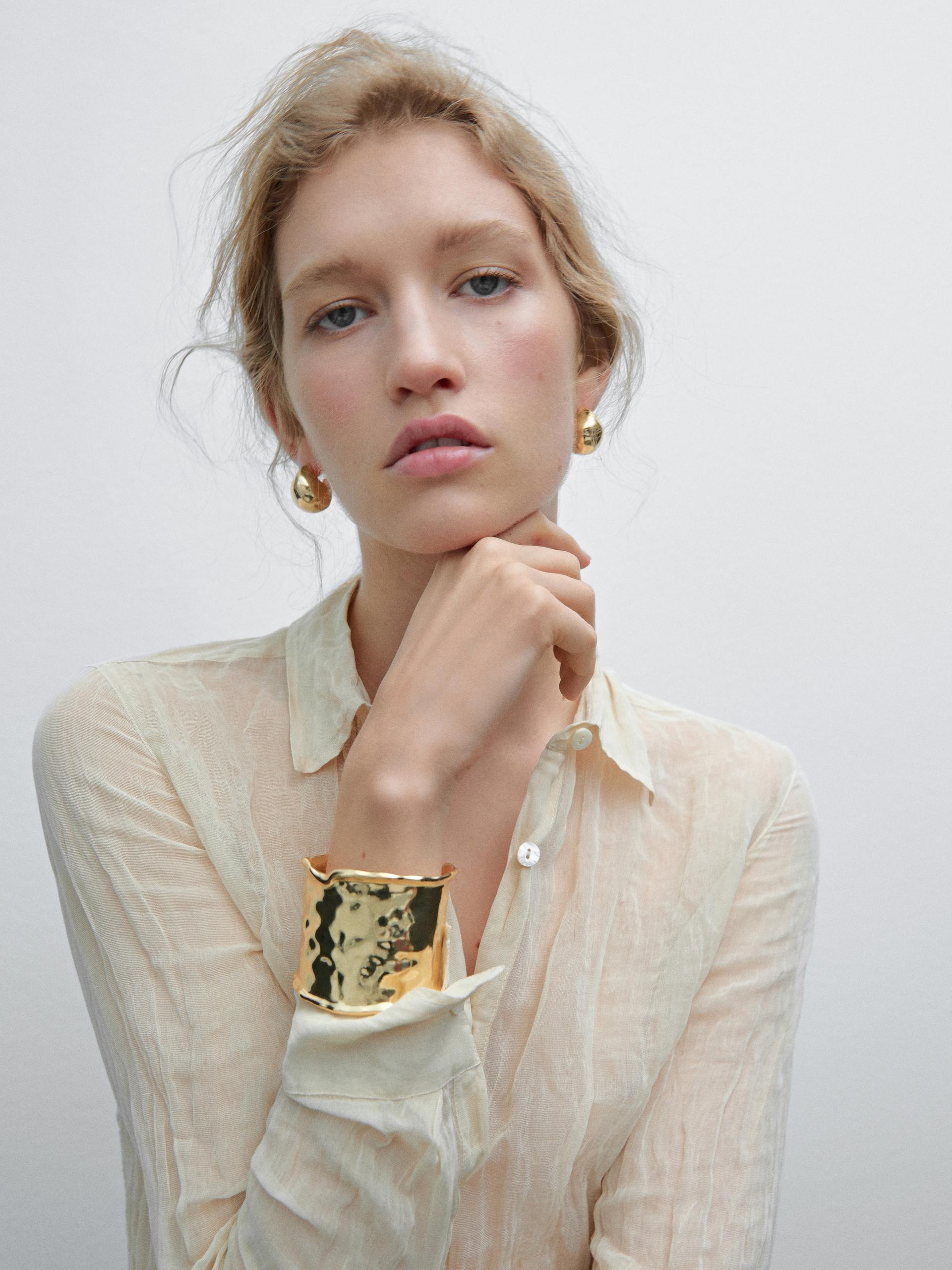 Bracelet Irrégulier Texturé - Doré - 01 - Massimo Dutti - Femme