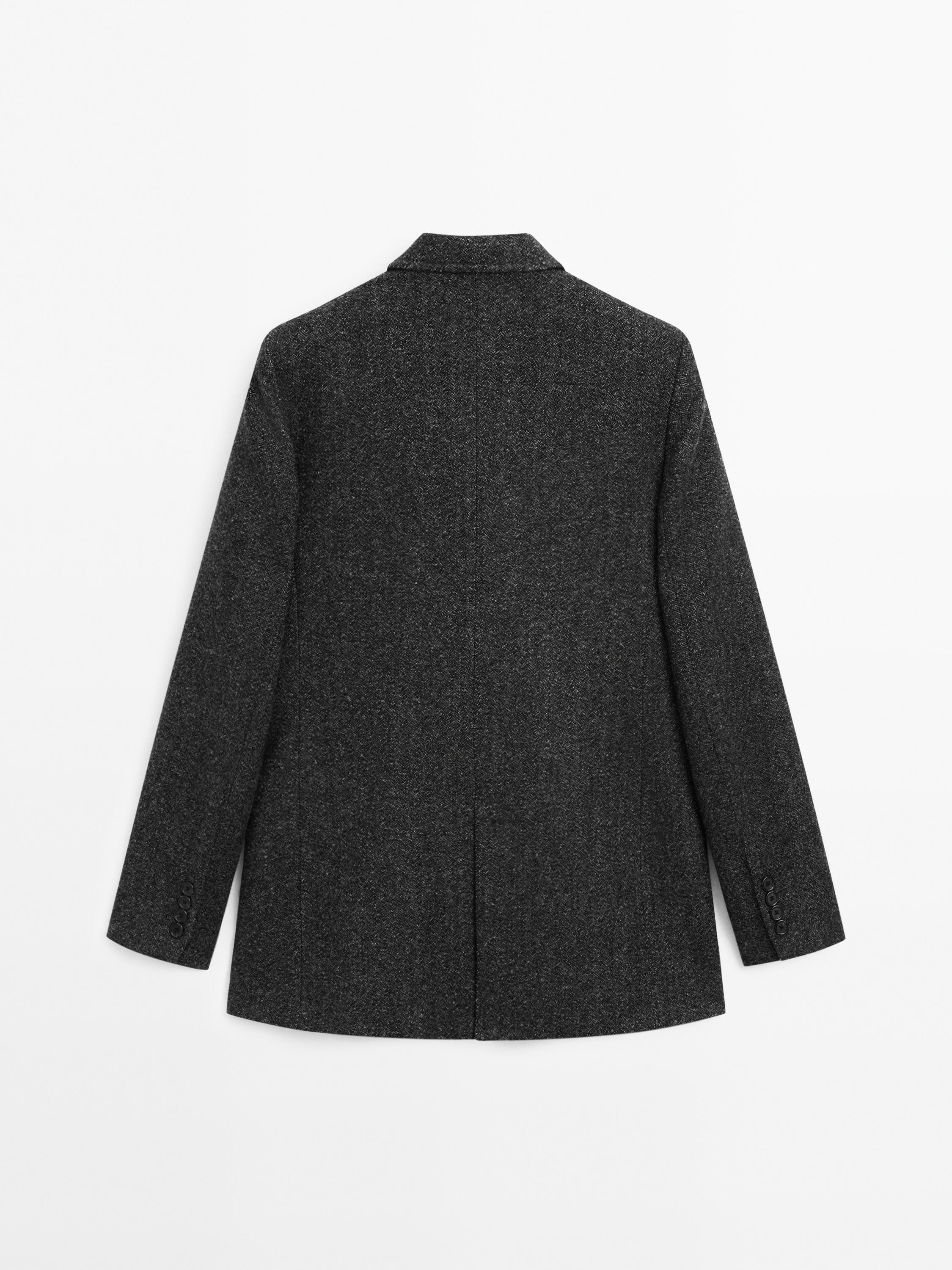 Herringbone wool blend blazer