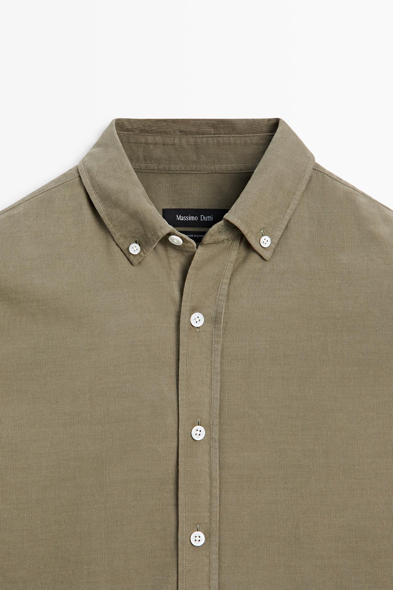 Regular fit needlecord shirt — GREEN