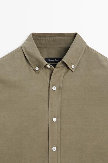 Regular fit needlecord shirt — GREEN 9