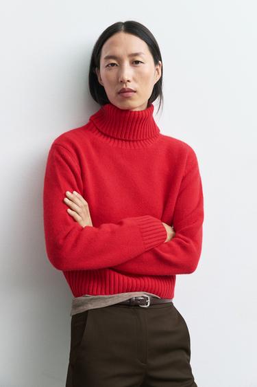 Cropped 100% cashmere knit sweater — RED 8
