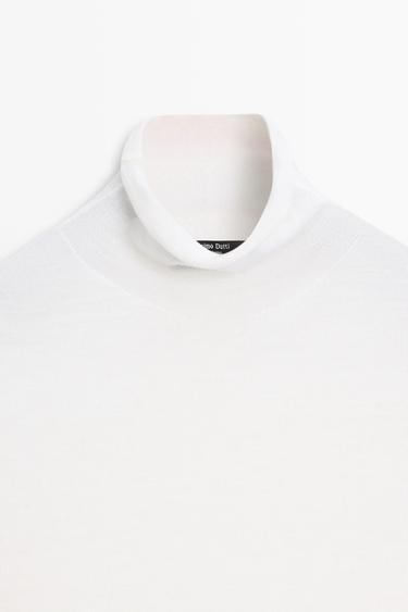 Short sleeve turtleneck knit sweater — CREAM 7