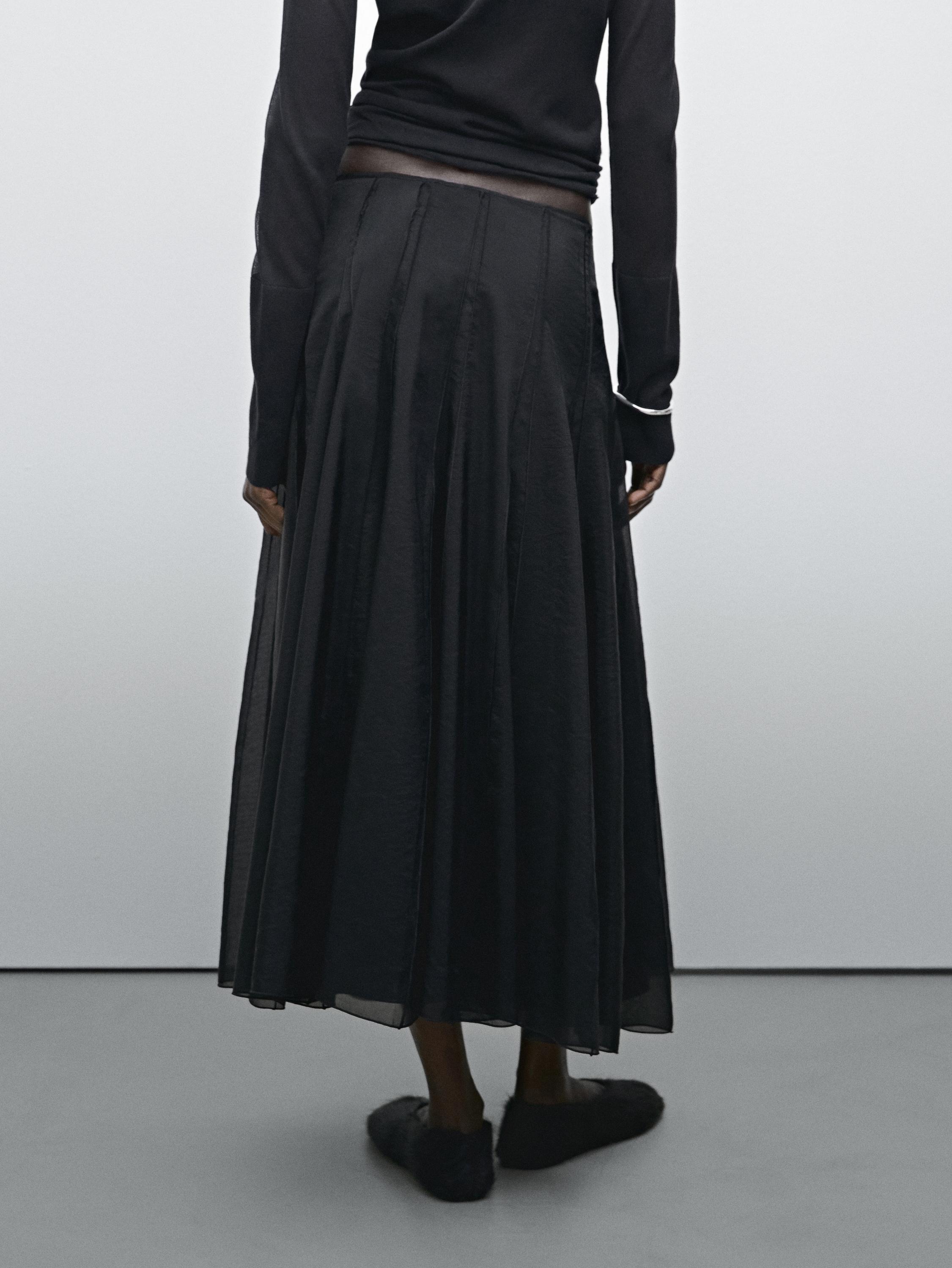 Long flounce godet skirt