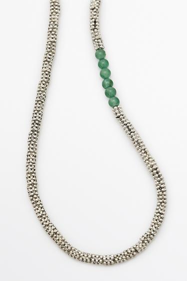 Mixed bead detail necklace — GREEN 3