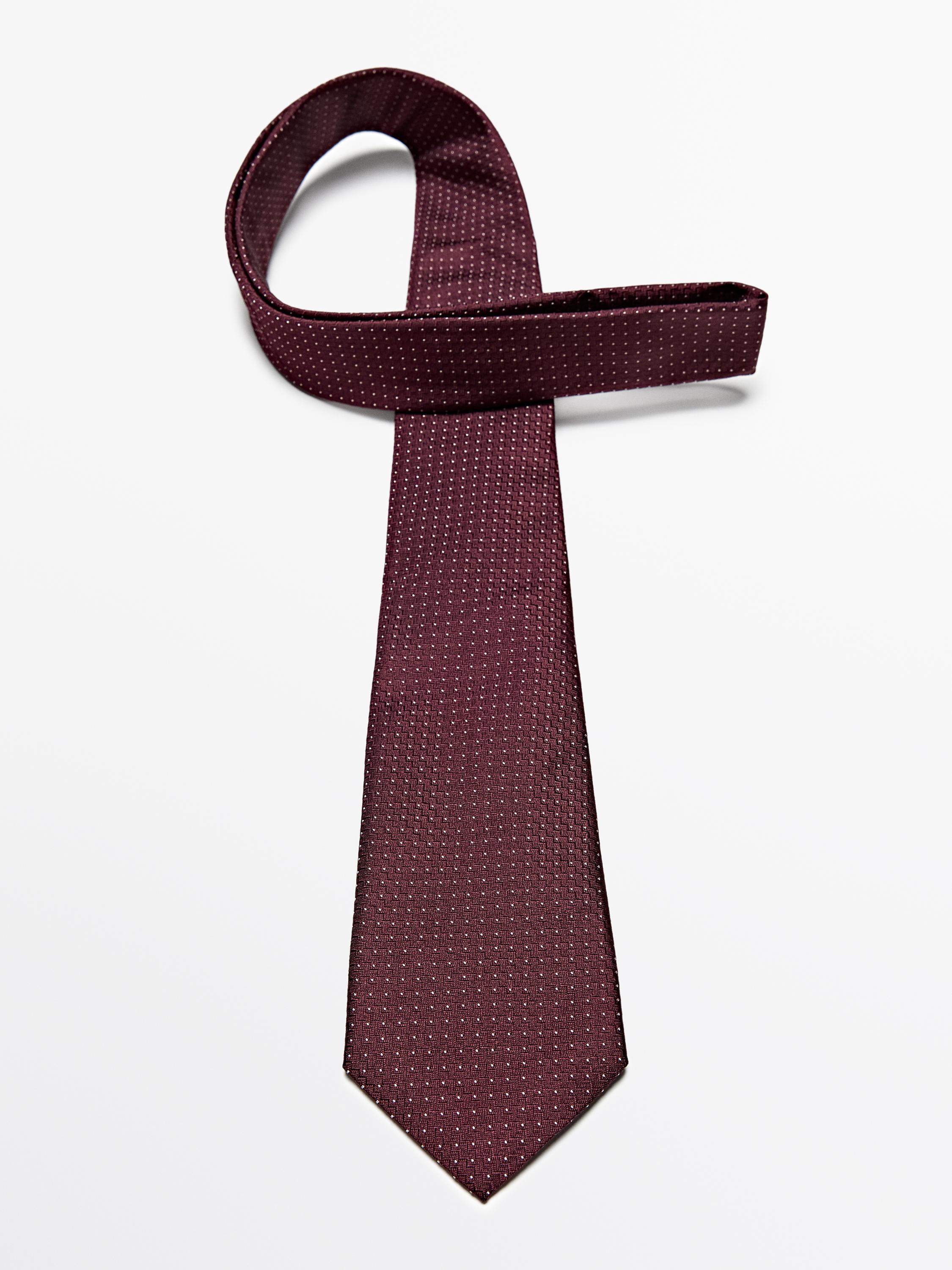 100% silk polka dot tie — MAROON (alternate view)