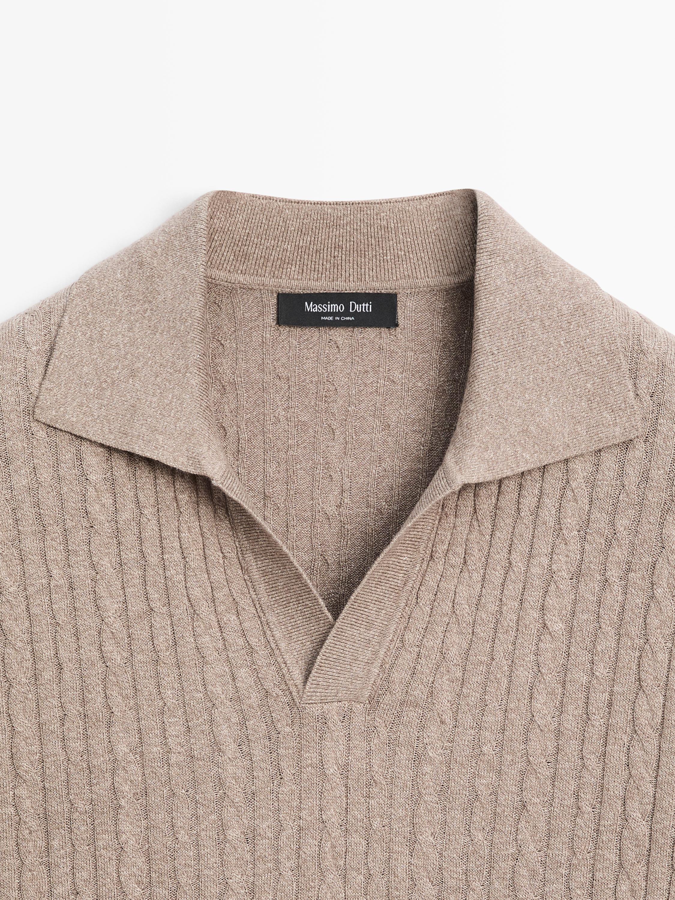 Kısa kollu örgü detaylı polo tişört