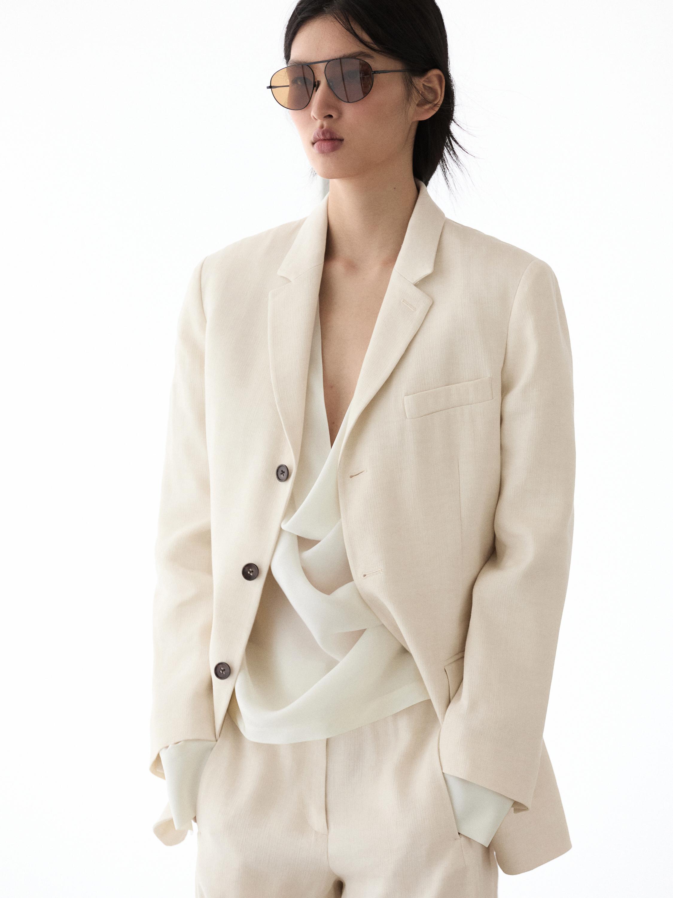 Linen blend suit blazer — CREAM
