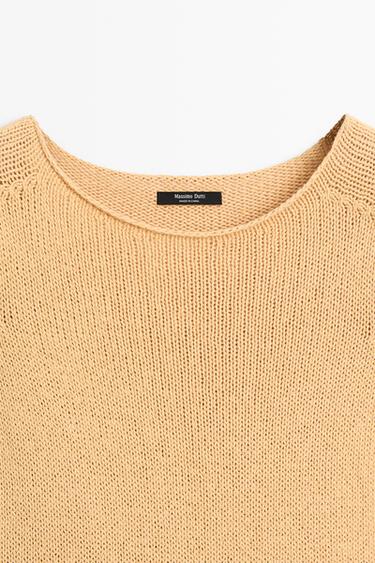 Cotton blend short sleeve knit sweater — CORN YELLOW 9