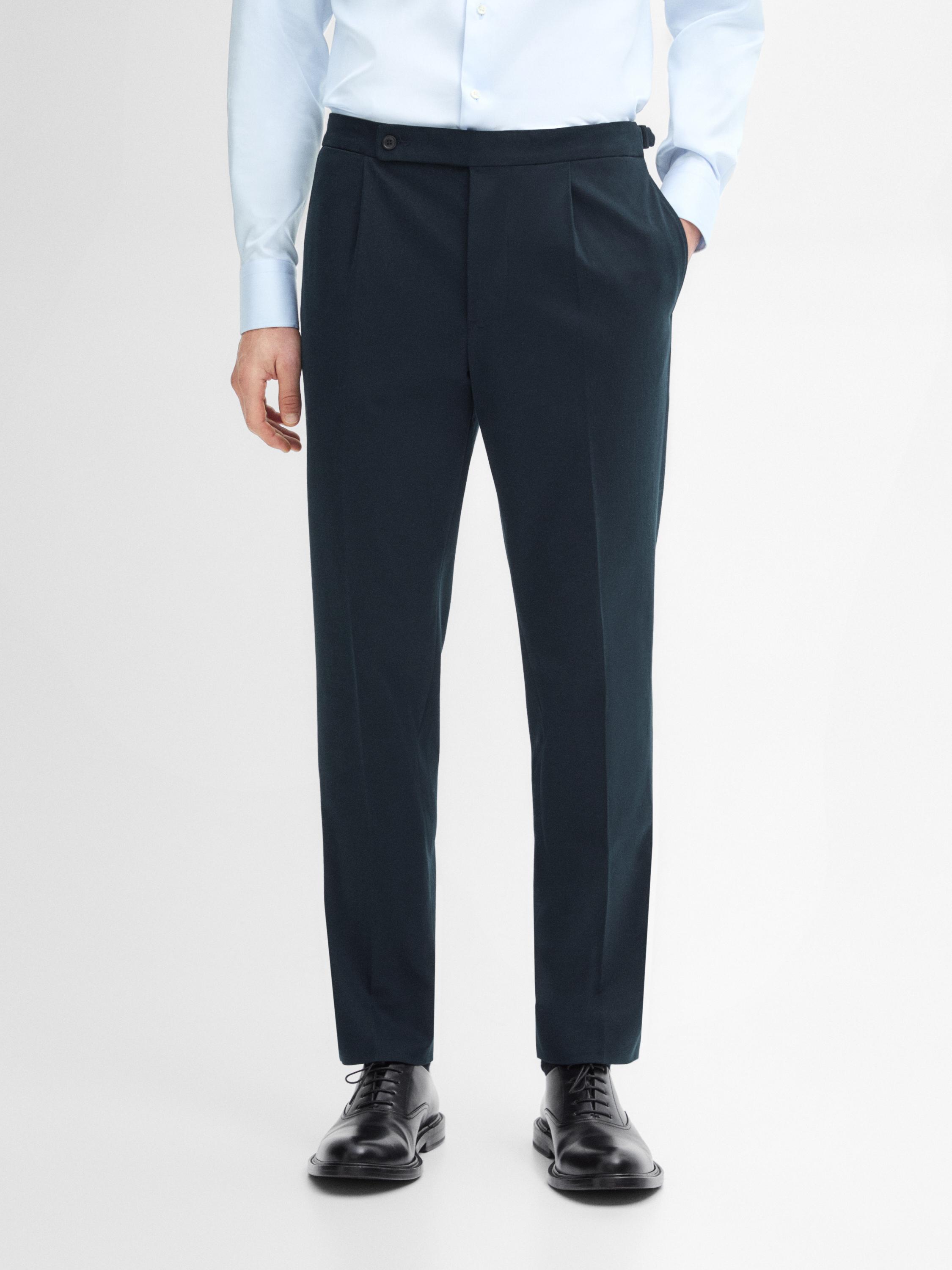 Cotton blend regular fit trousers