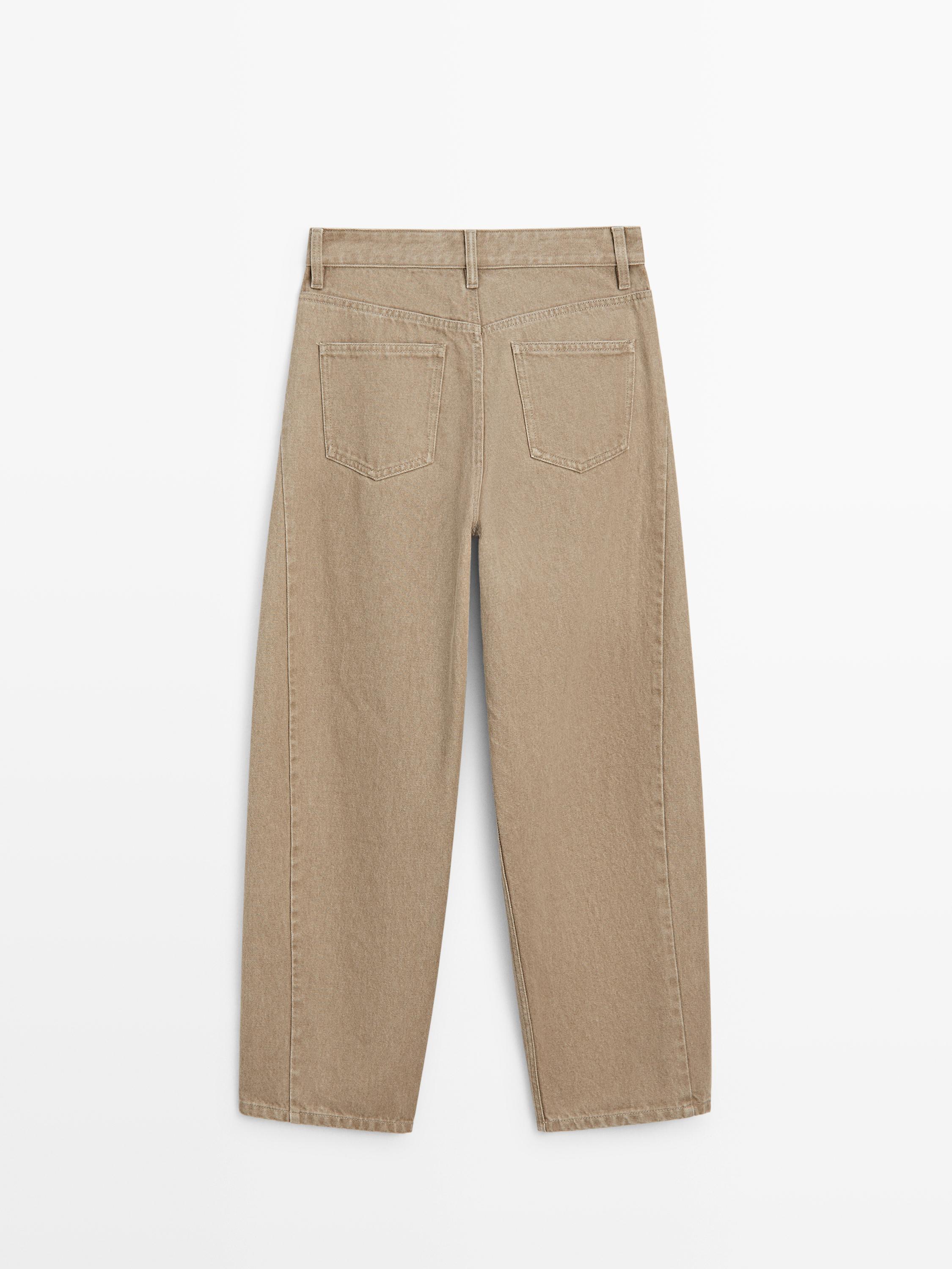 Mid-waist balloon fit jeans — SAND
