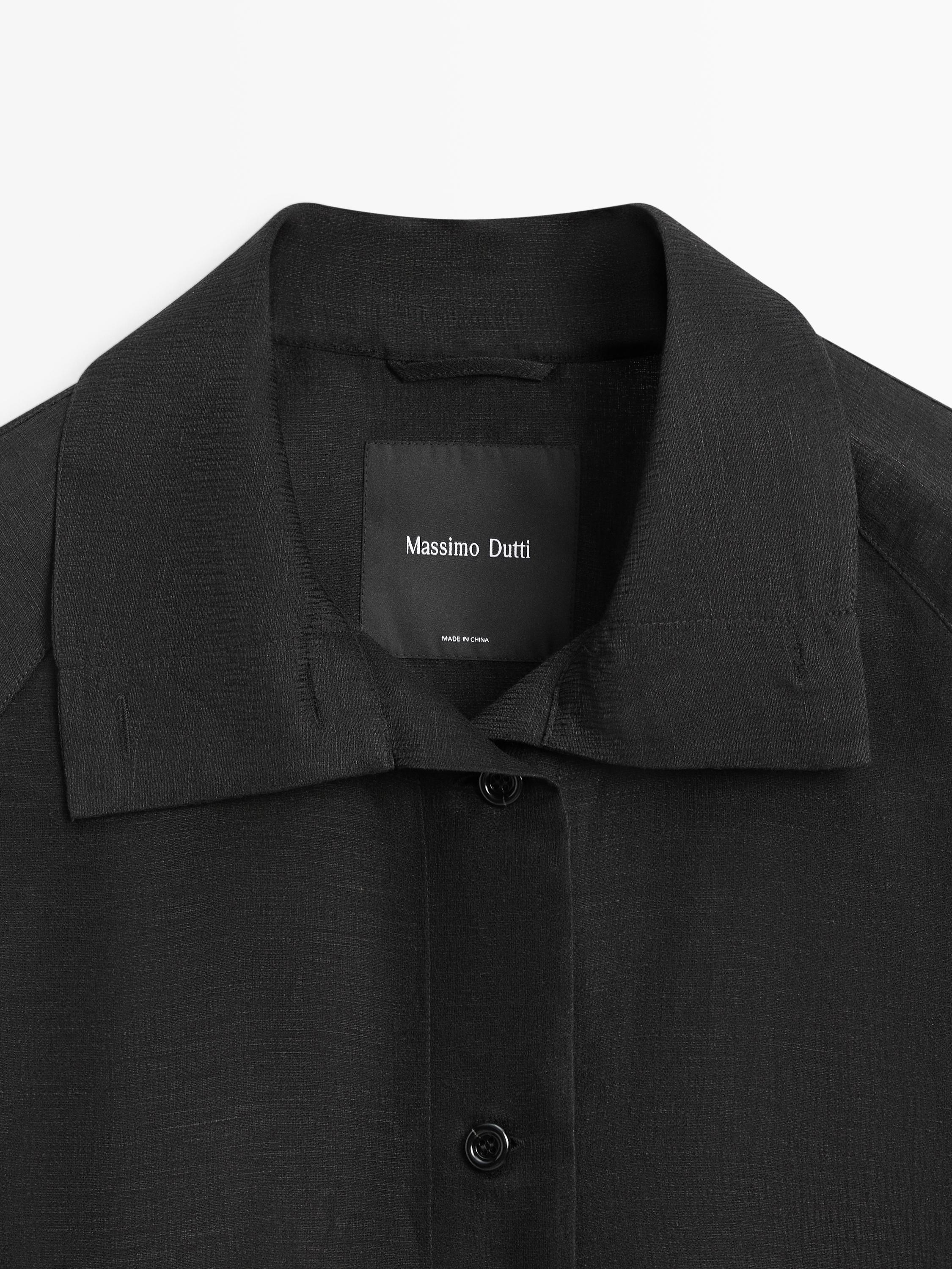 Linen and silk bomber jacket — BLACK