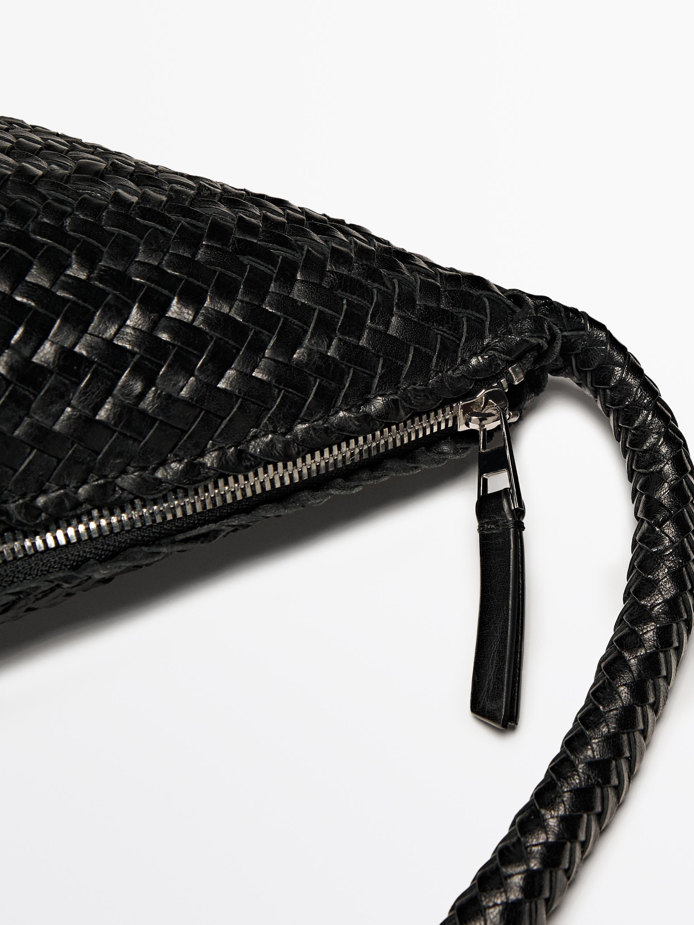 Braided nappa leather crossbody bag