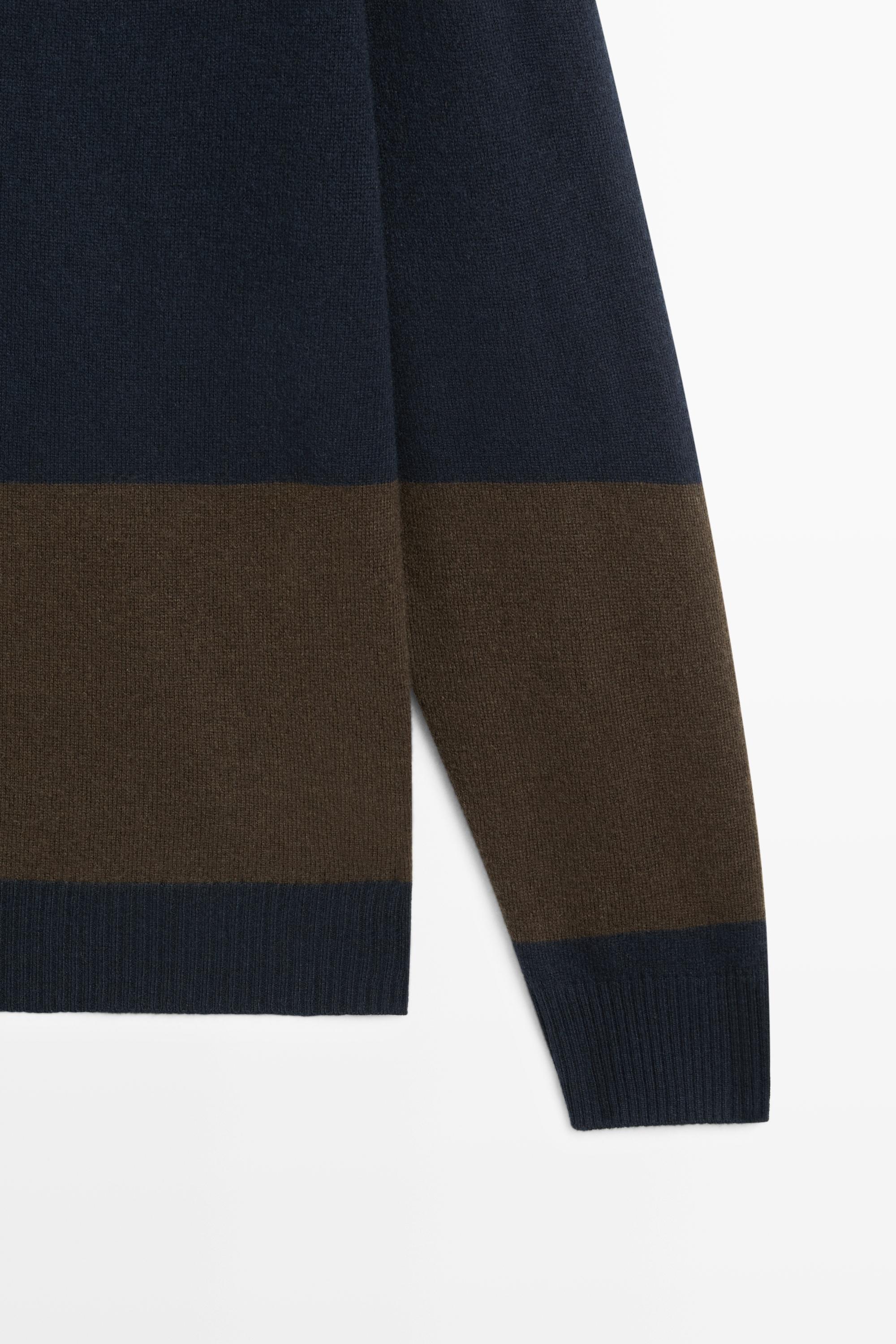Wool-blend striped polo sweater — DEEP BLUE