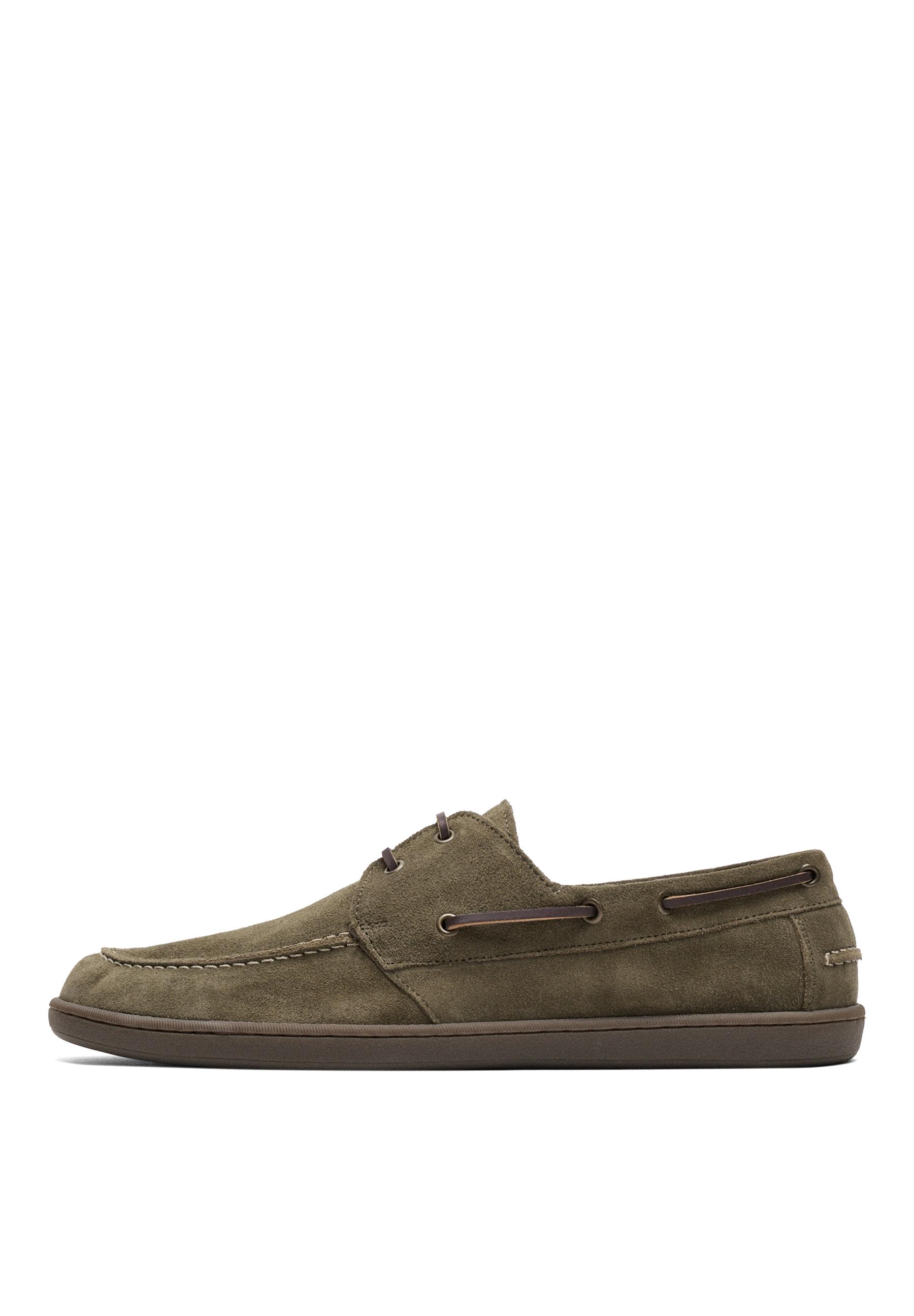 Soft leather boat shoe — KHAKI