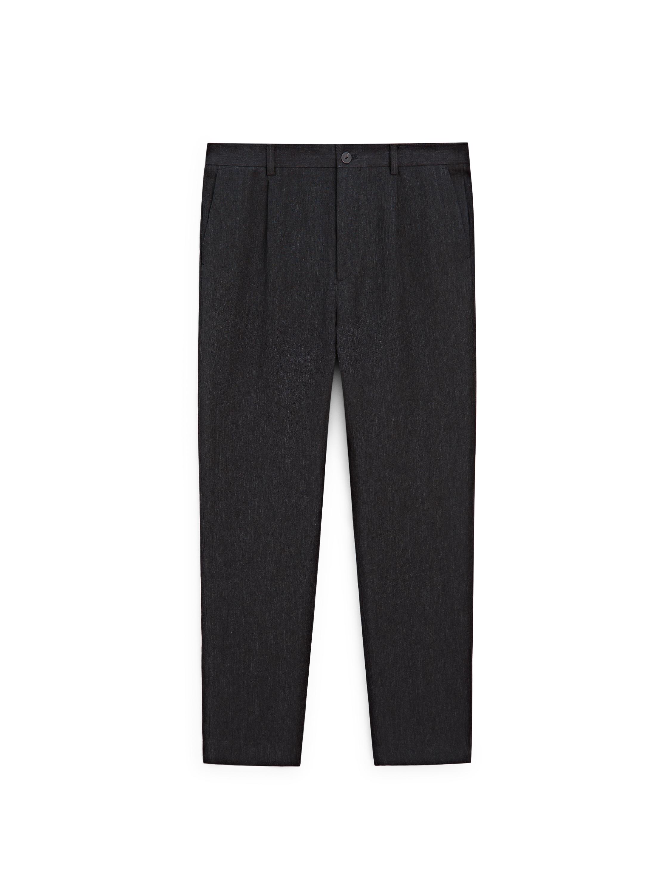 Total look linen trousers with flecked detail — DARK BLUE