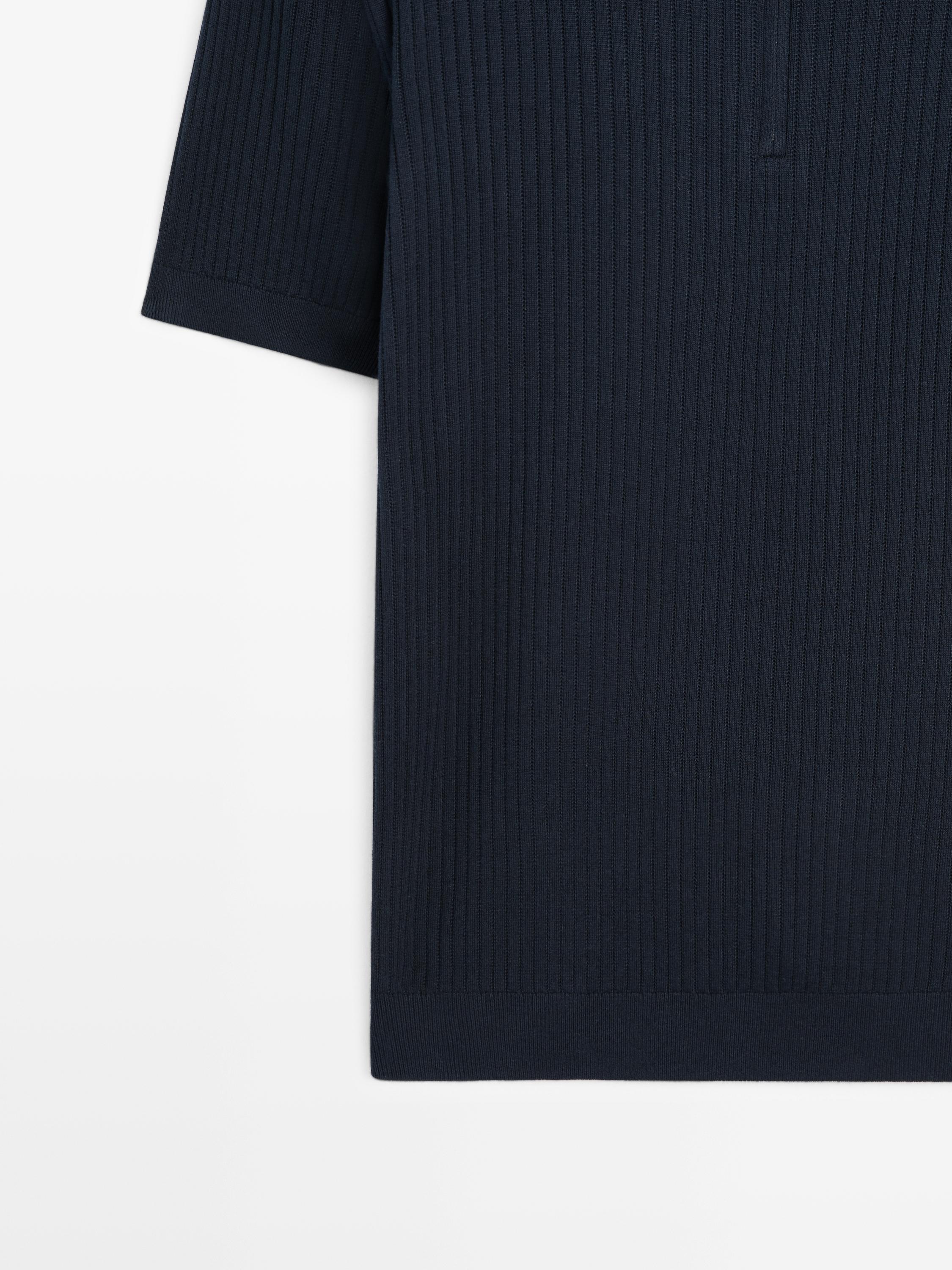 Quarter-zip knit polo sweater — NAVY BLUE