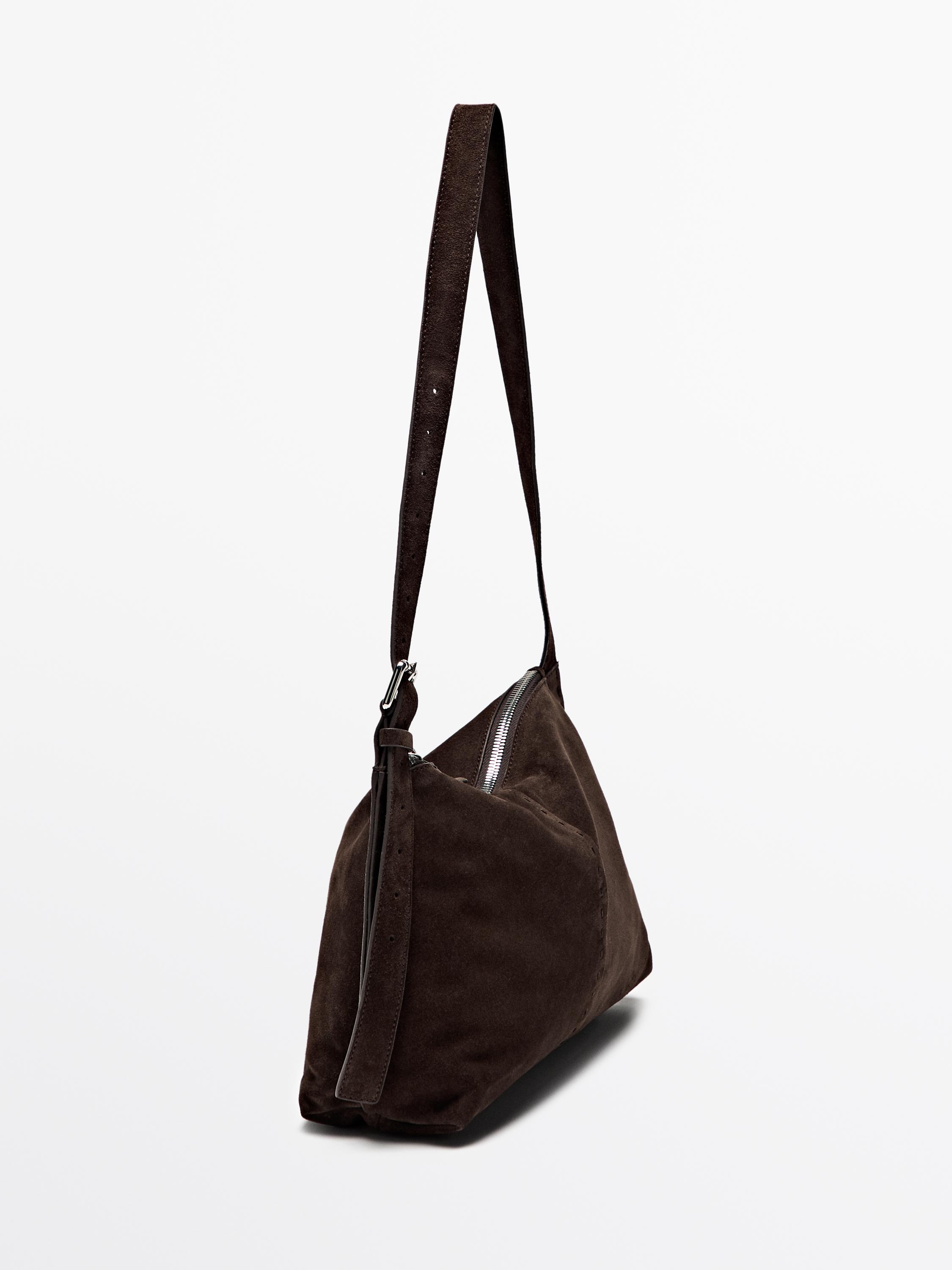 Split suede leather crossbody bag