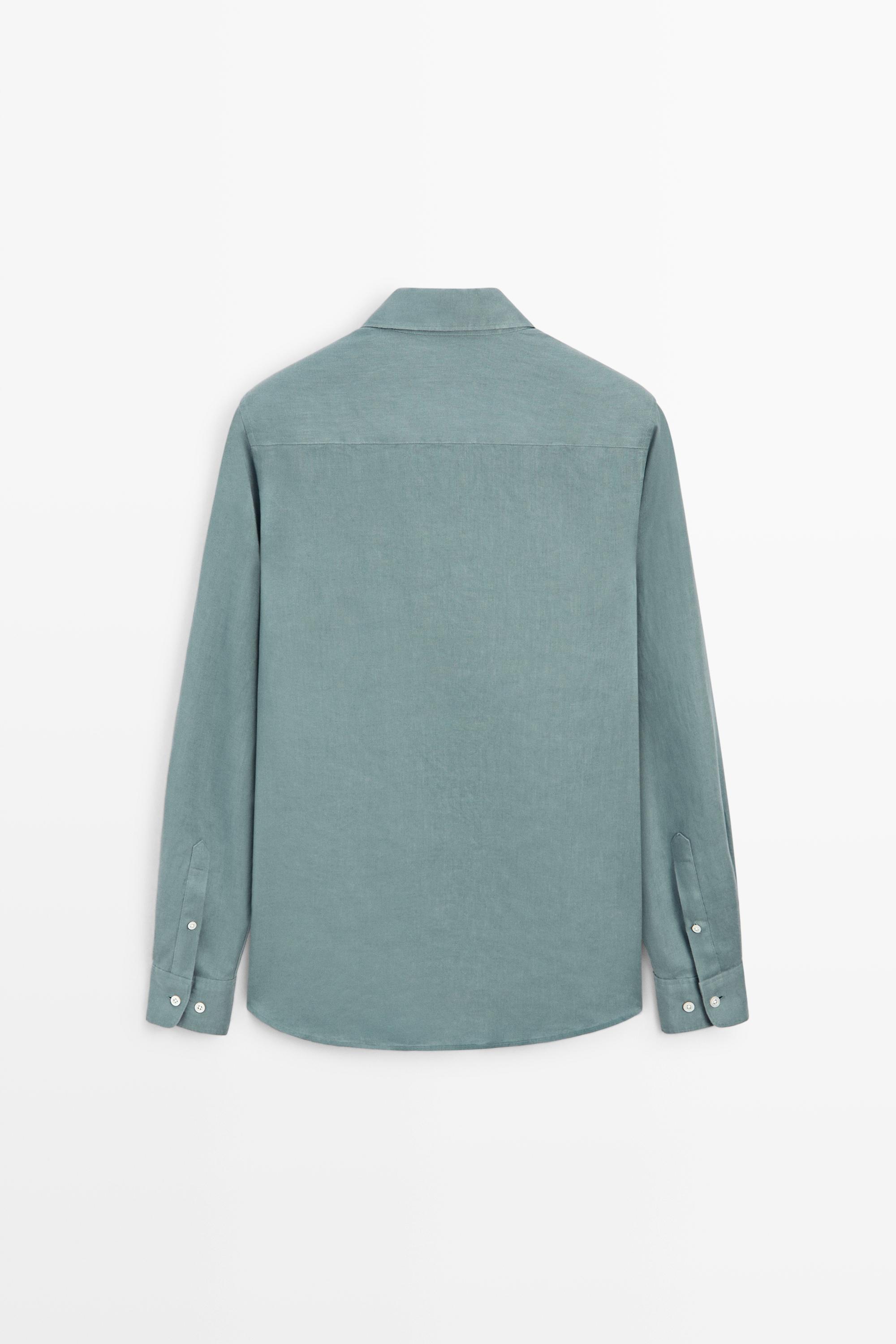 100% linen slim fit shirt — DEEP BLUE