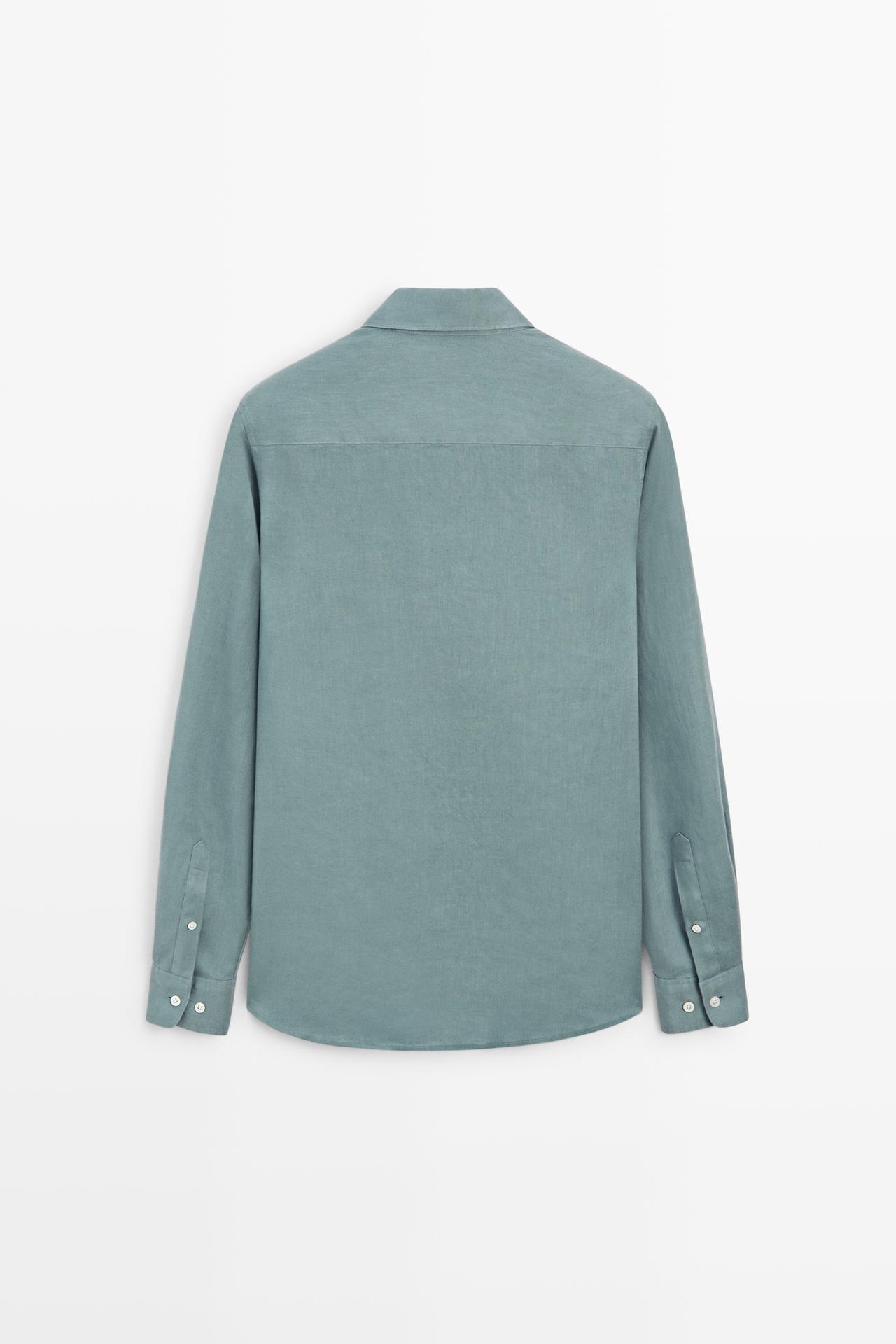 100% linen slim fit shirt — DEEP BLUE