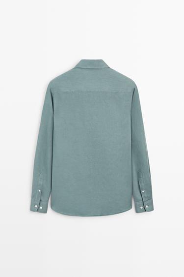 100% linen slim fit shirt — DEEP BLUE 6