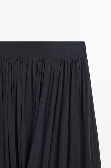 Draped balloon midi skirt — NAVY BLUE 4