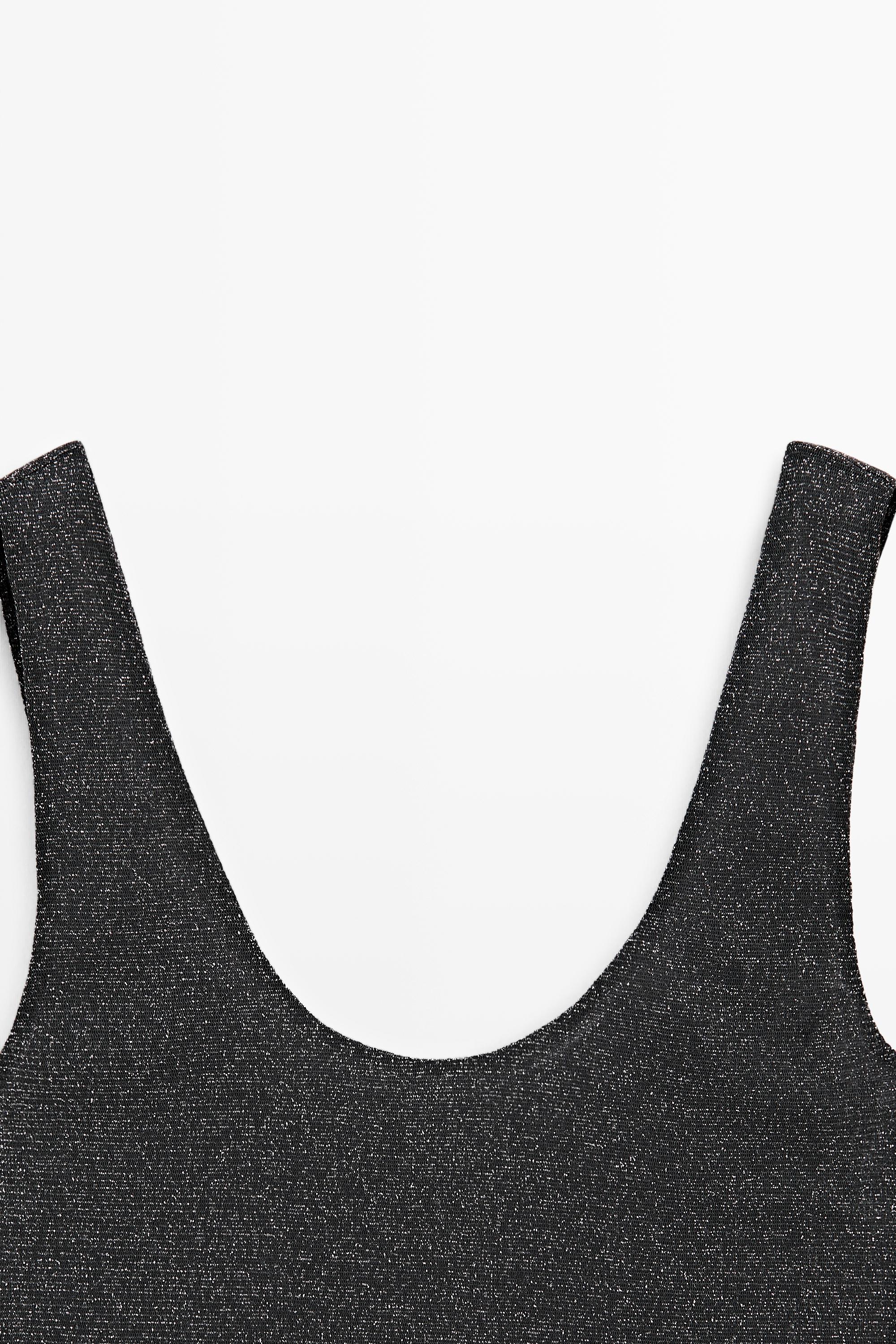 Semi-sheer metallic-effect strappy top — LEAD