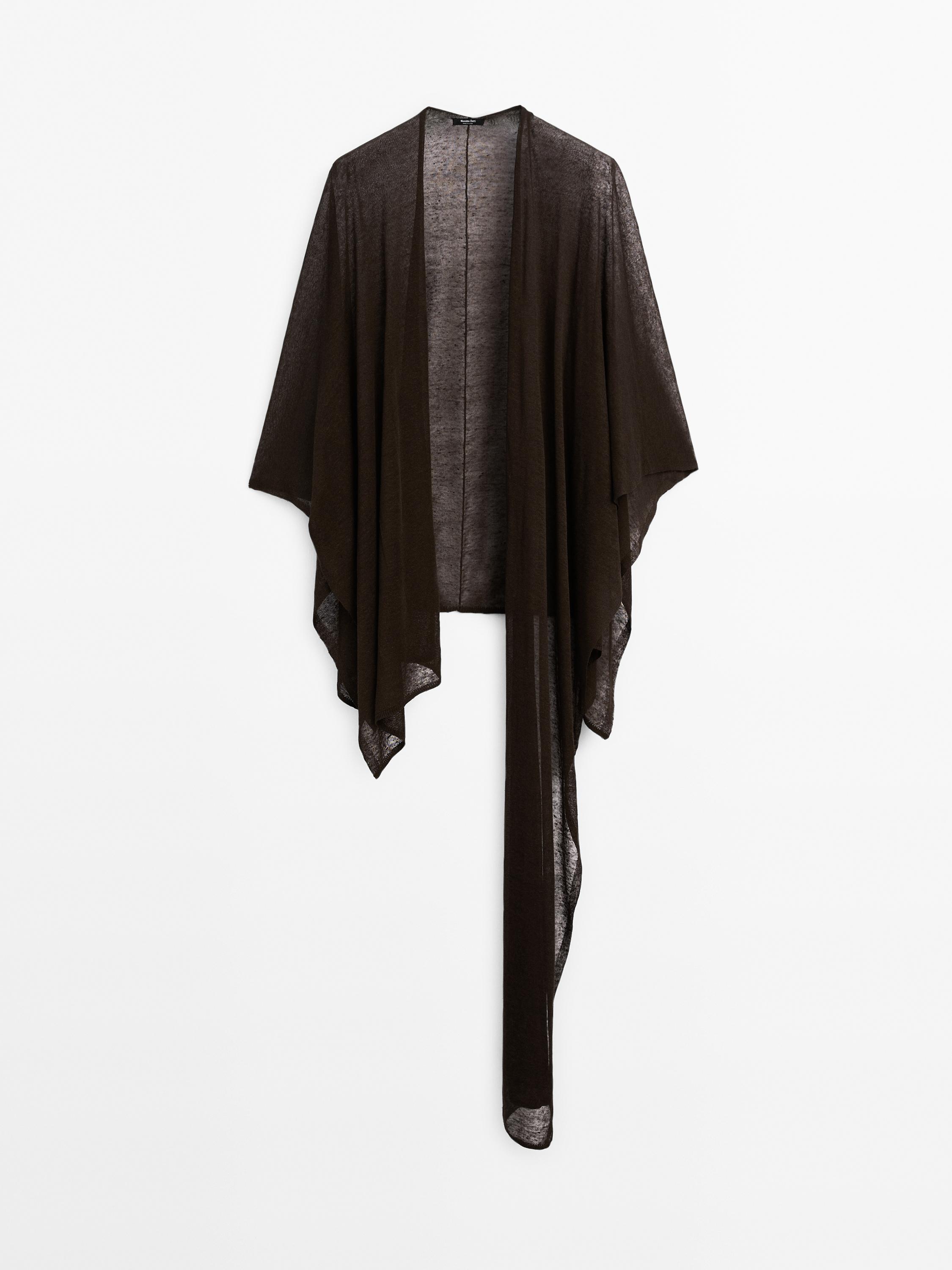 Flowing linen blend cape