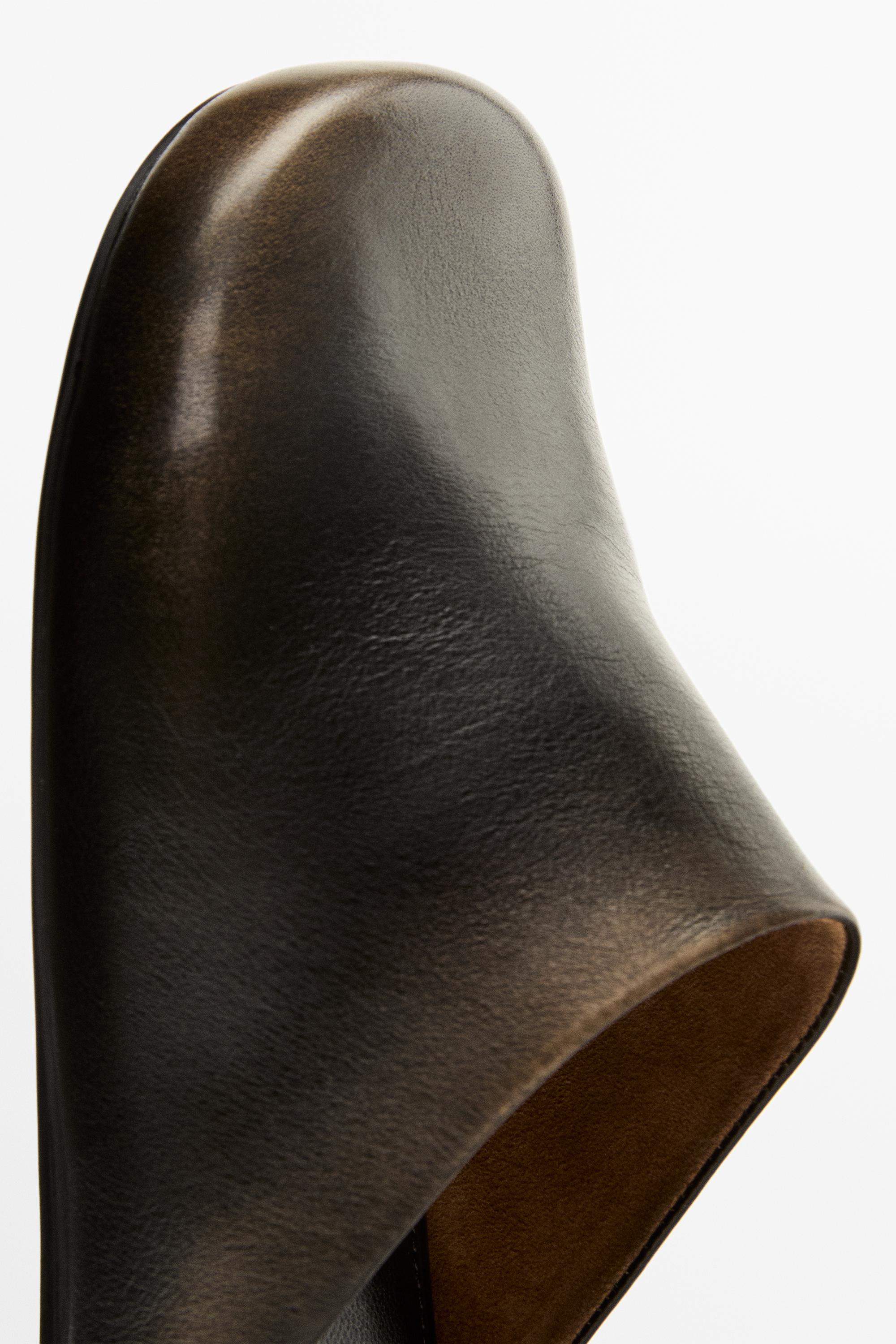 Leather mule clogs — BROWN