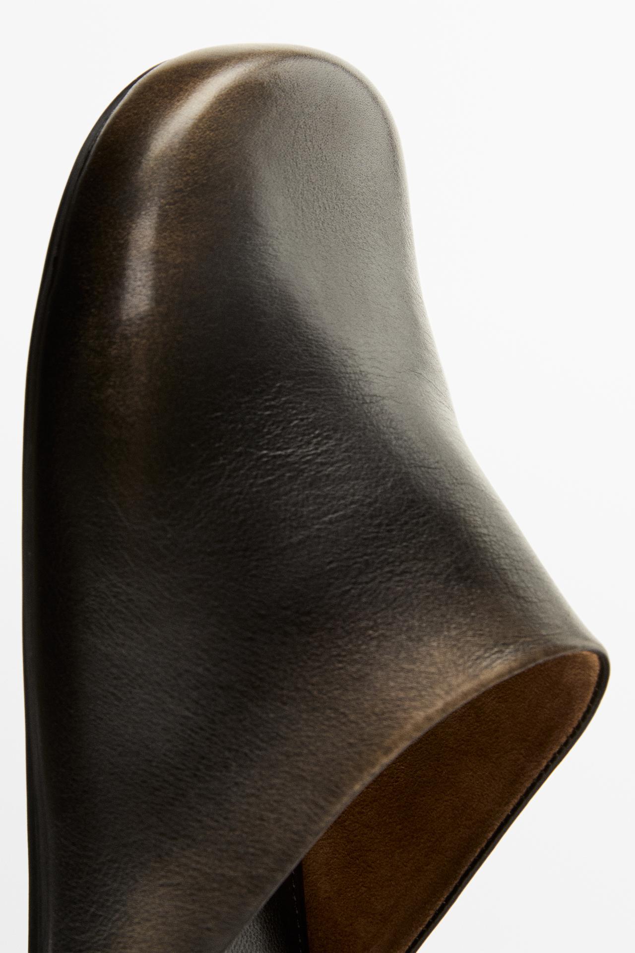 Leather mule clogs — BROWN