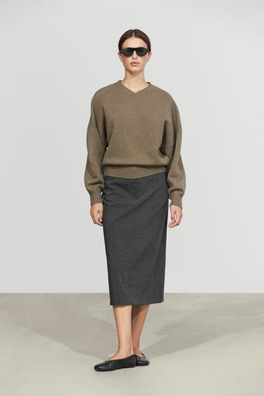 100% wool oversize knit sweater — BEIGE 8