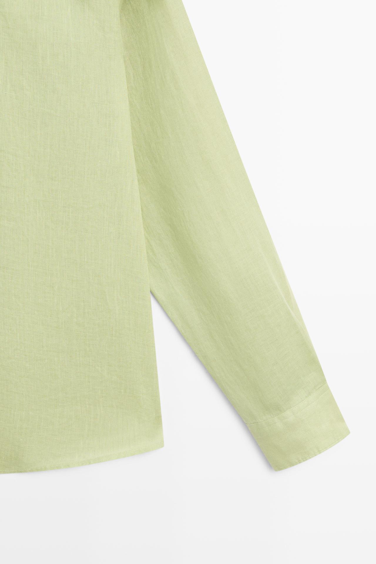 100% linen regular fit shirt — Green billiard
