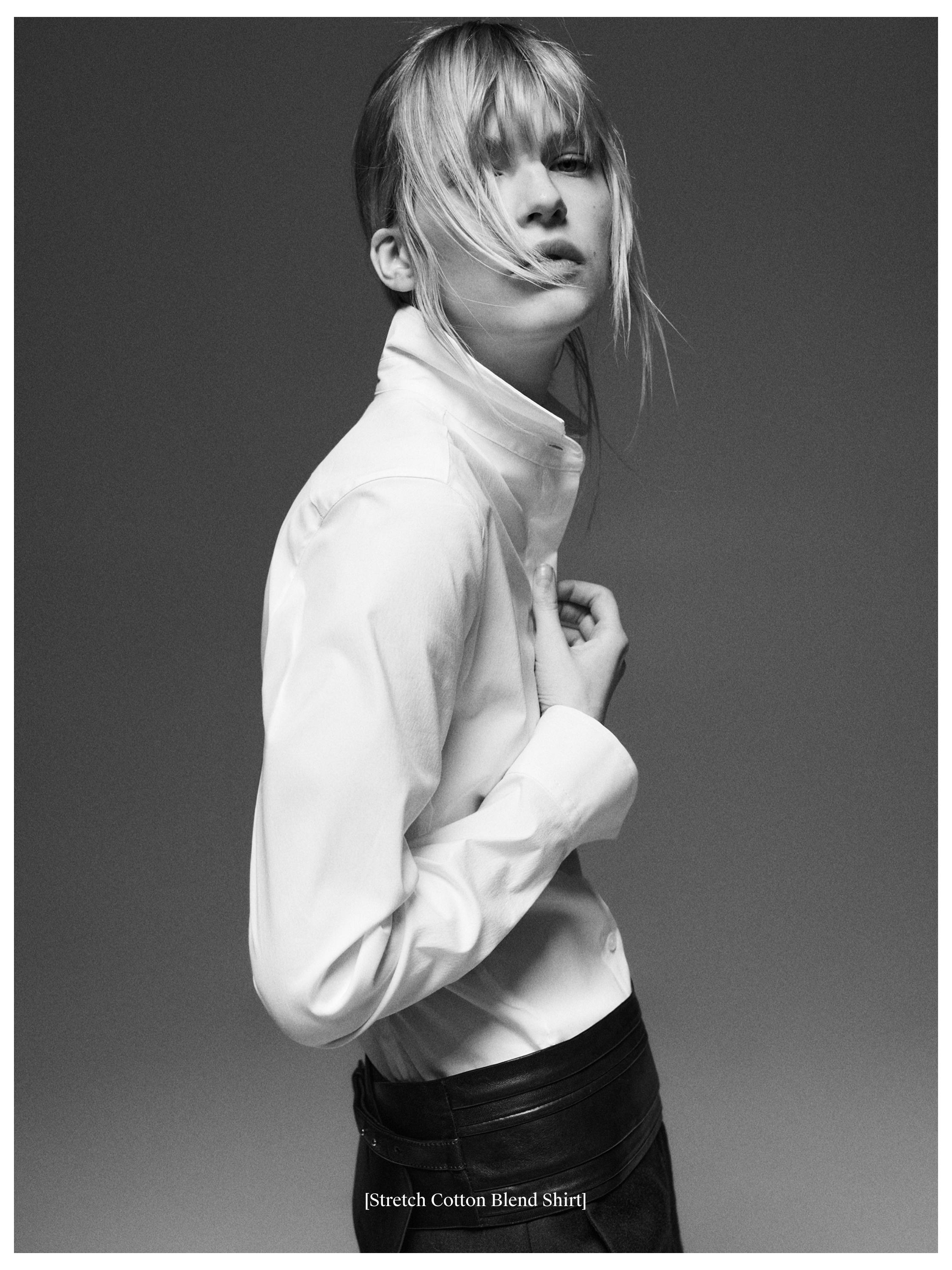 Cotton blend stretch shirt — WHITE