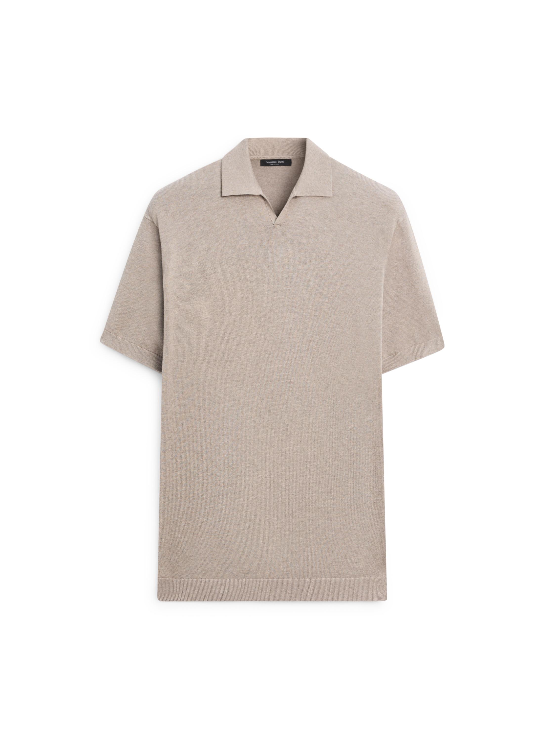 Cotton blend knit polo sweater — MINK