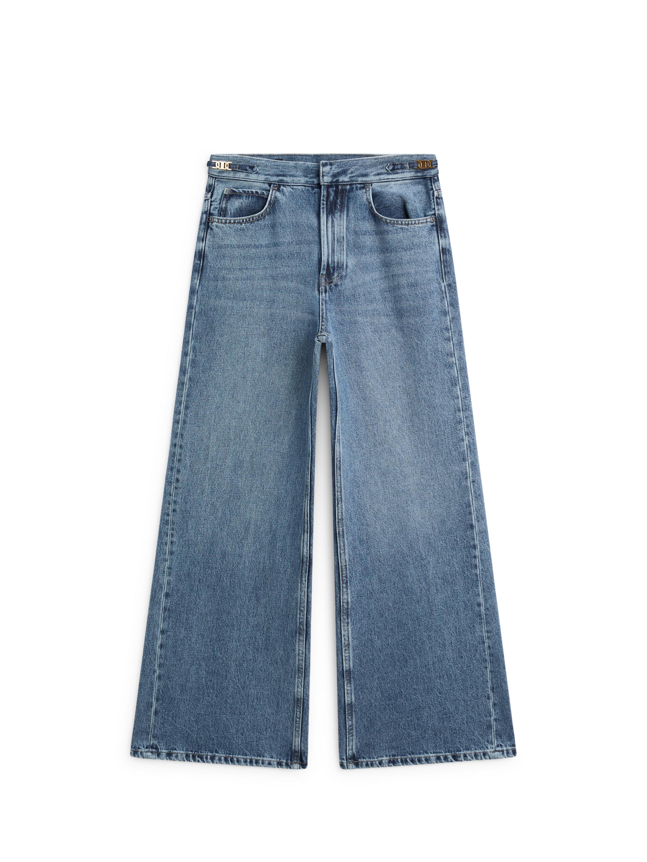 Mid-rise bell bottom jeans — MEDIUM BLUE