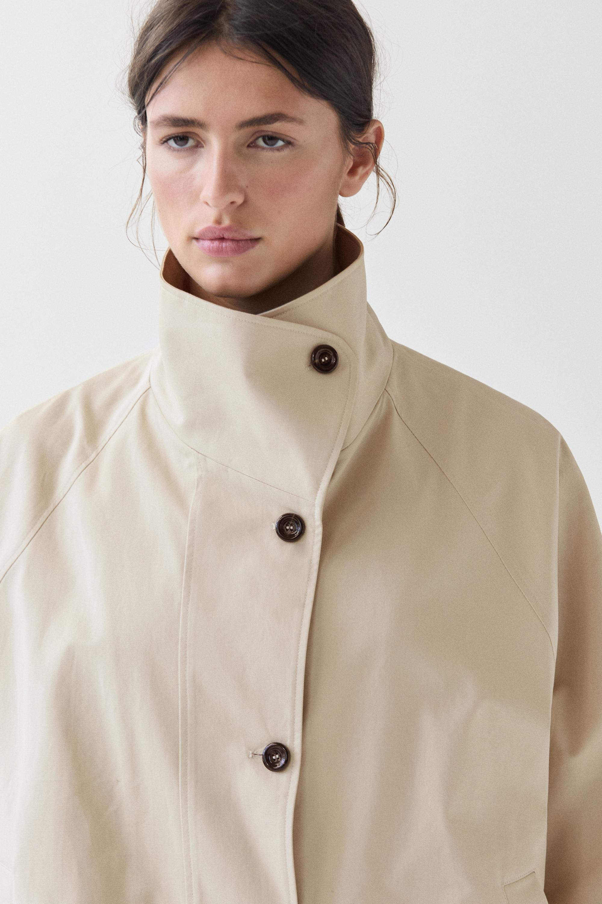 100% cotton cape jacket — BEIGE