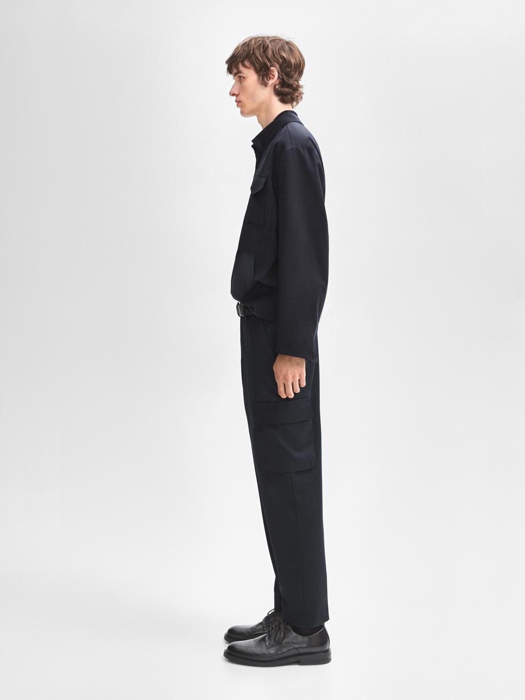 100 Wool Cargo Trousers · Navy Blue Black · Dressy Massimo Dutti 3269