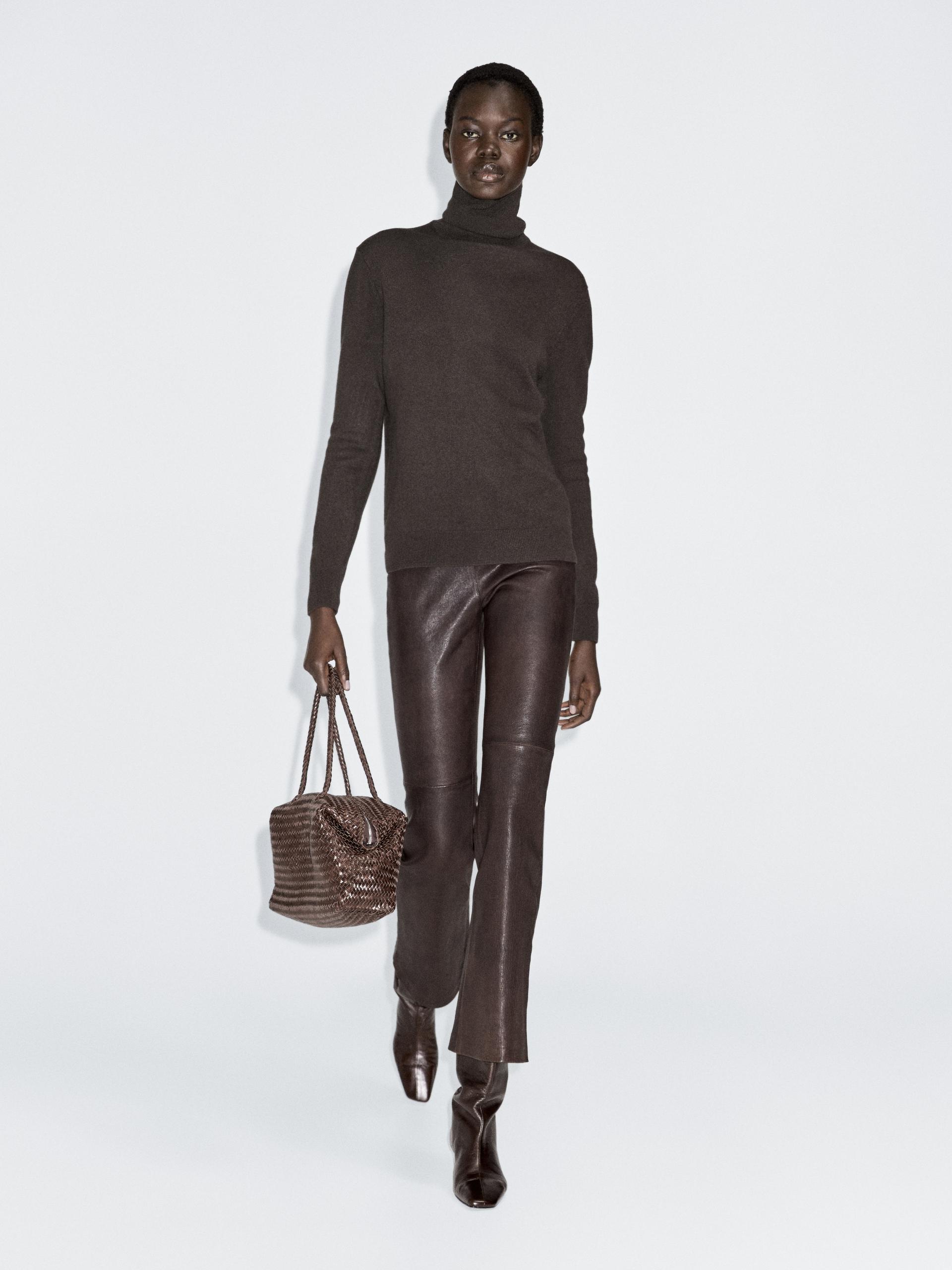 Maglia A Collo Alto In Misto Lana - Marrone - S - Massimo Dutti - Femminile