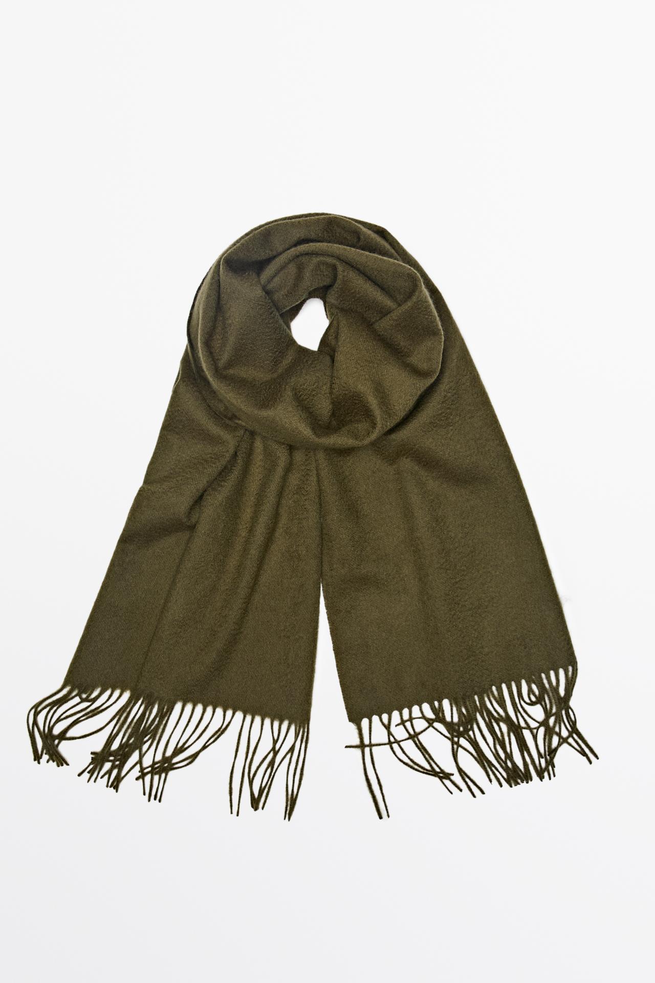 Fringed 100% cashmere knit scarf — MOLE BROWN