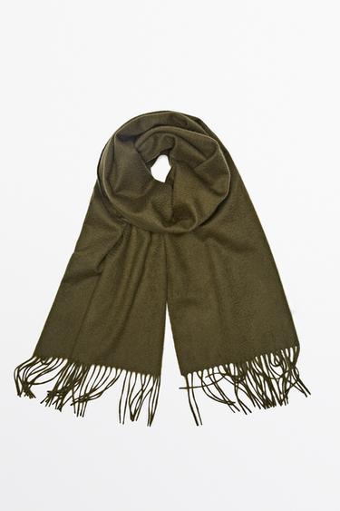 Fringed 100% cashmere knit scarf — MOLE BROWN 2