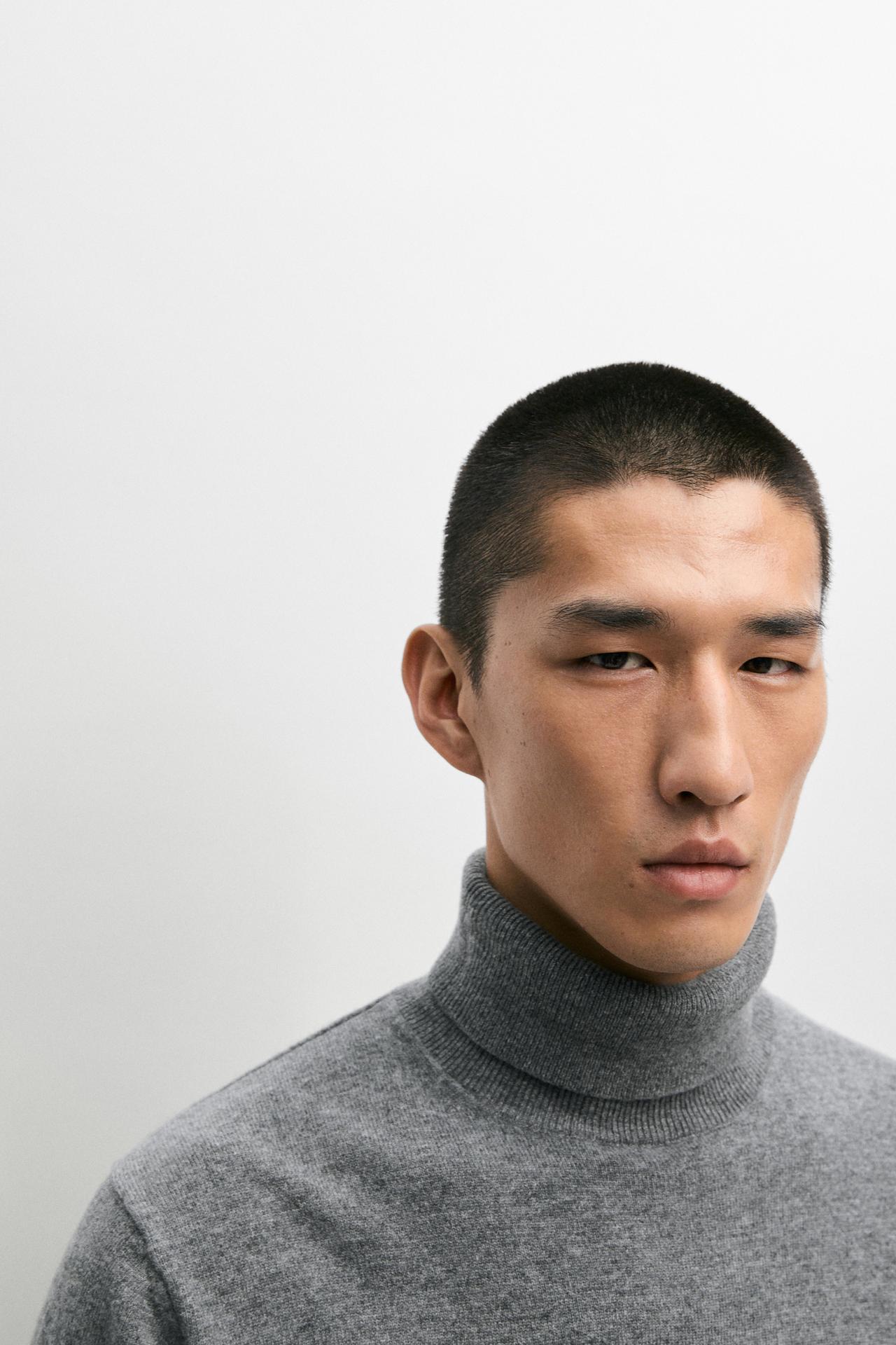 100% wool knit turtleneck sweater — ANTHRACITE GREY