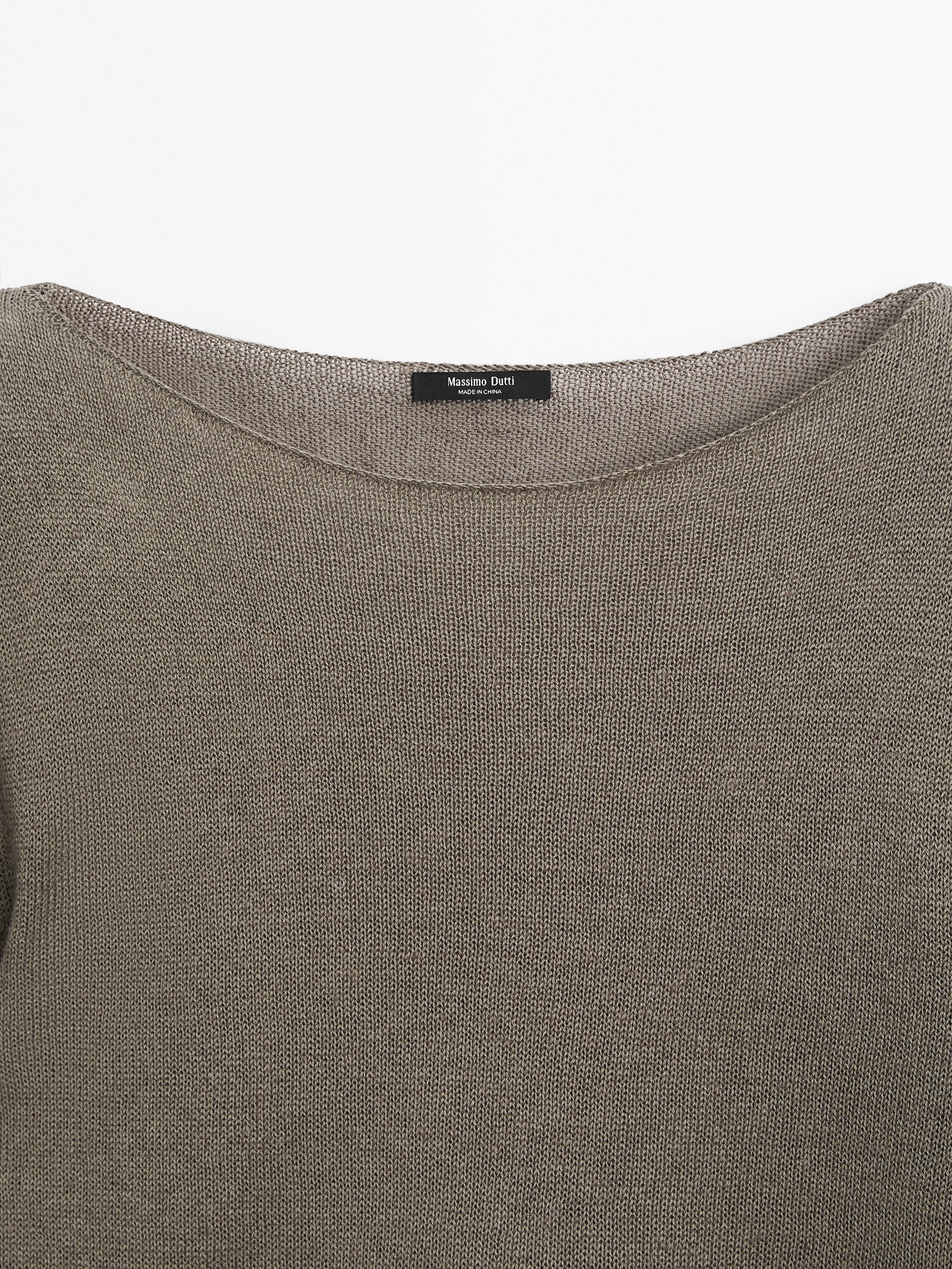 Linen blend cutwork sweater