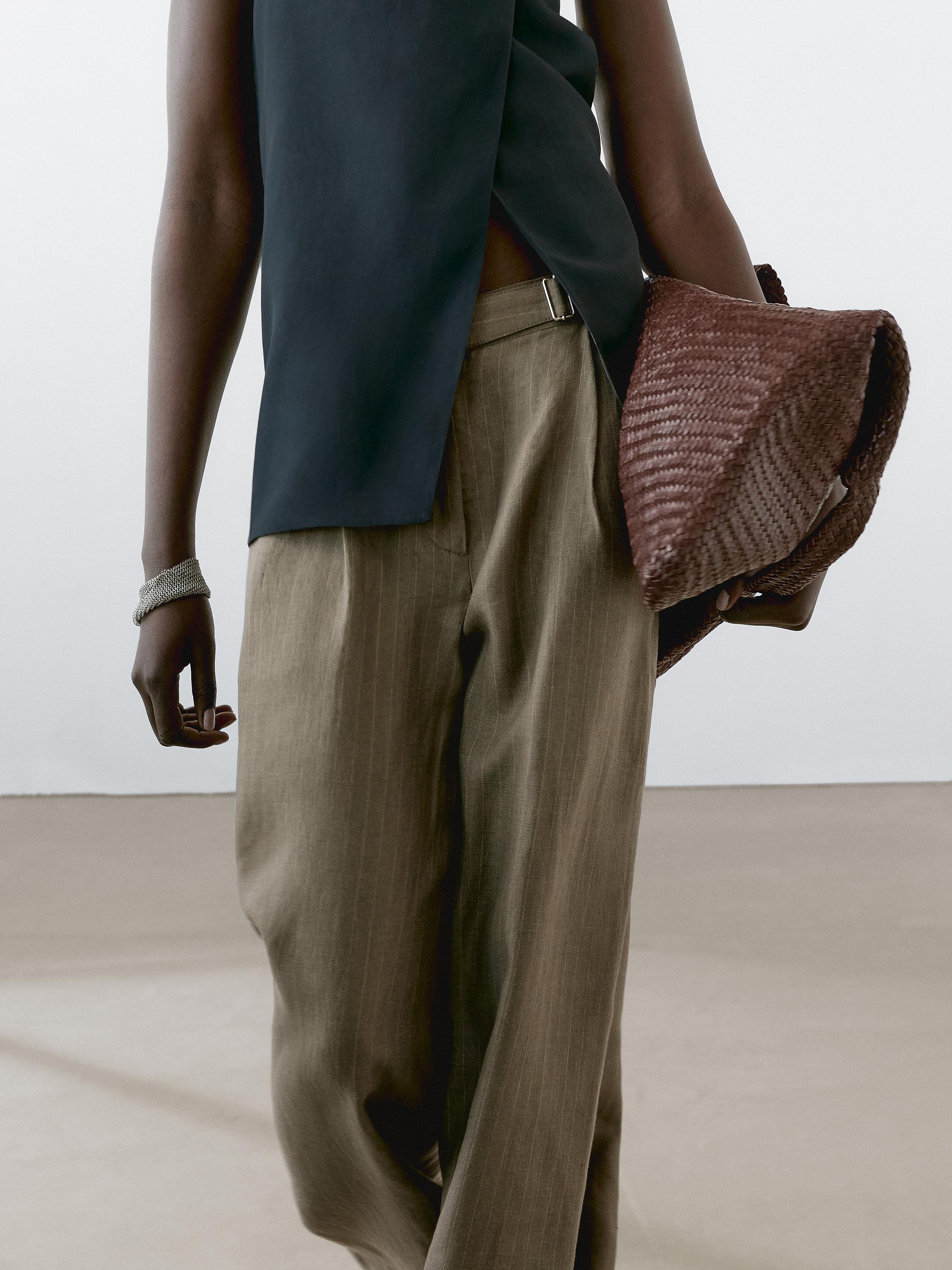 ★ Massimo Dutti★ Buckle Detail 100% Linen Stripe Pants 05 05039839897-o6.jpg?ts=
