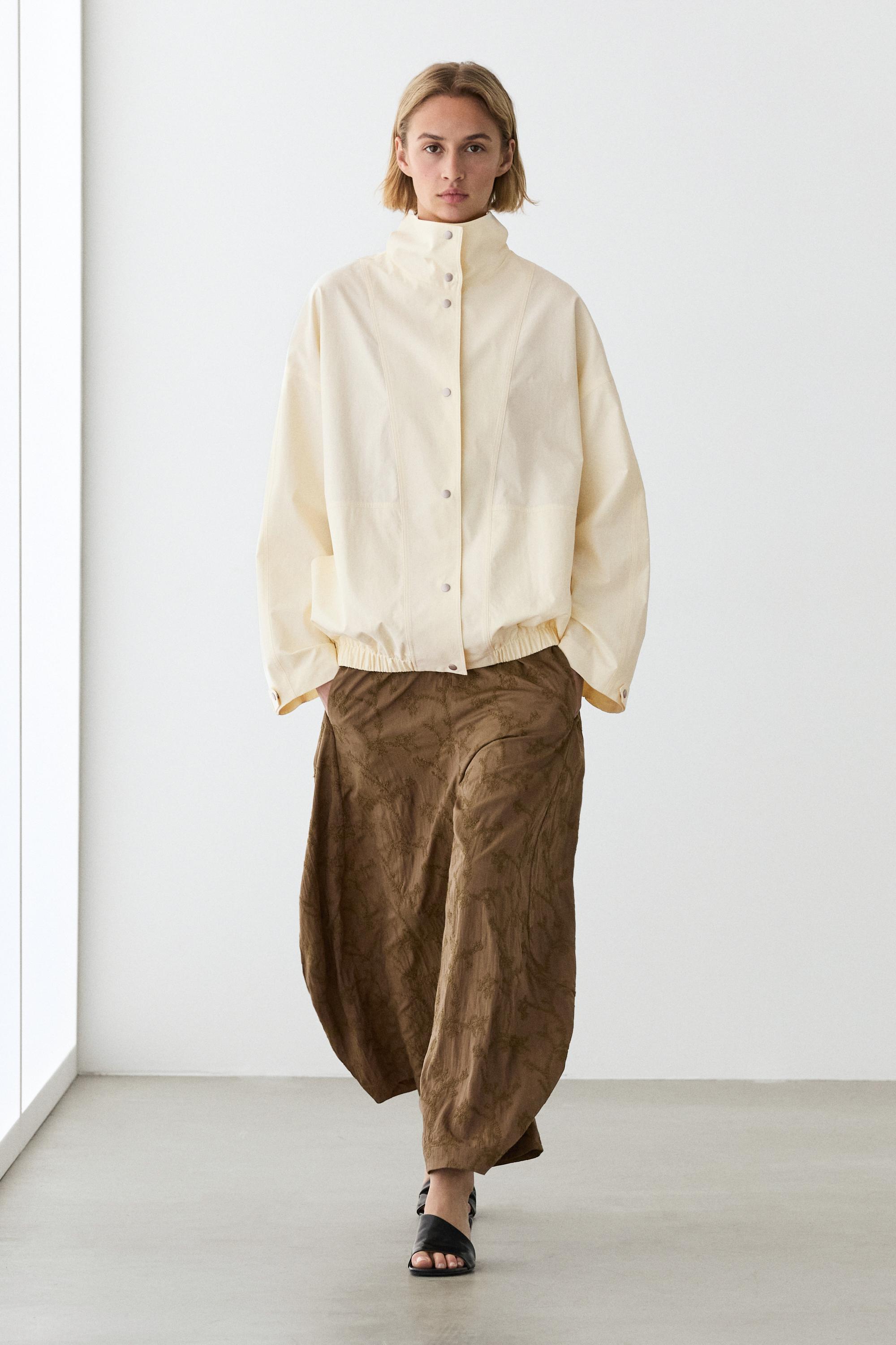 Oversize bomber jacket with snap buttons — CREAM