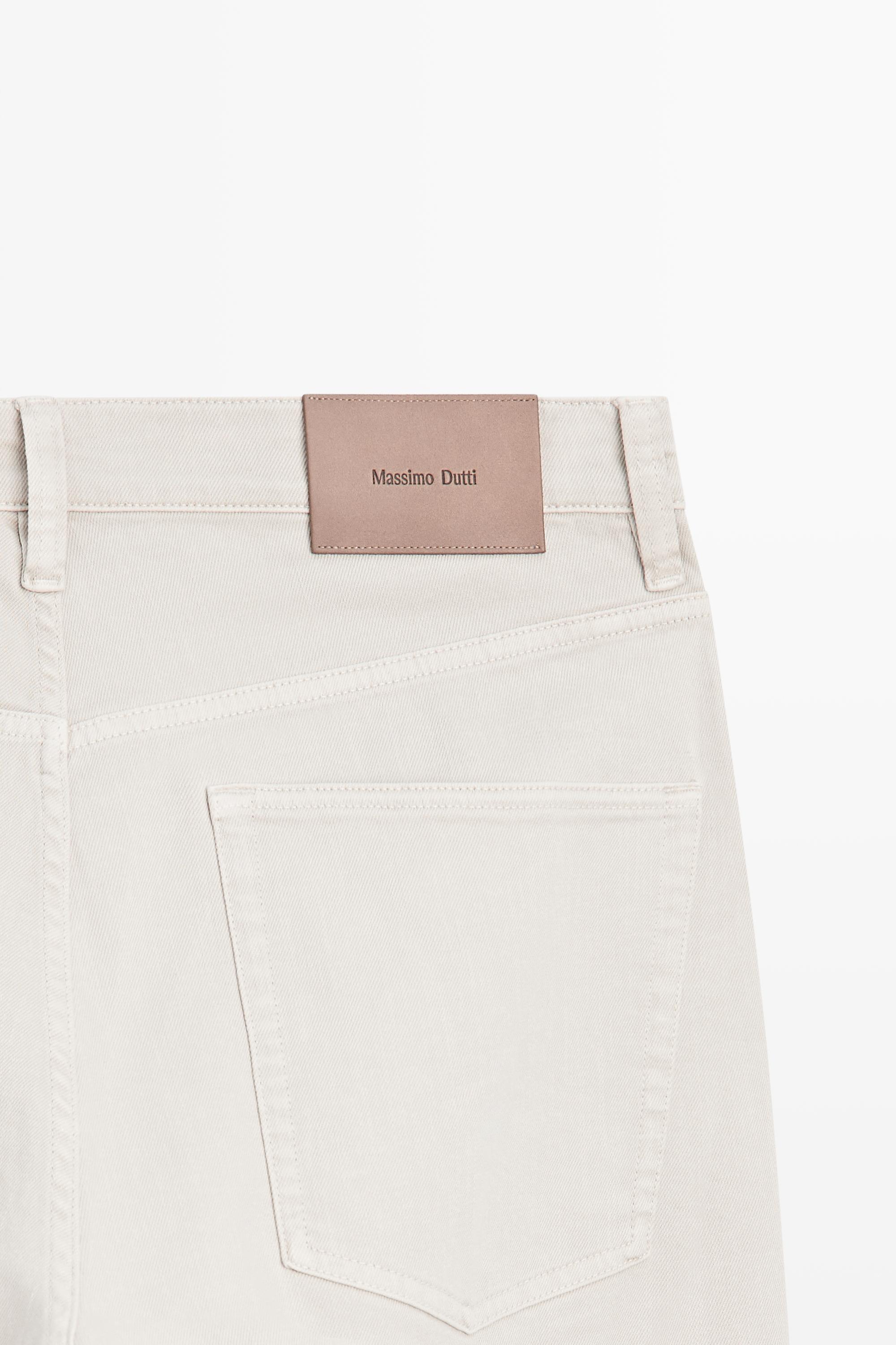 Lightweight tapered fit denim-effect trousers — STONE