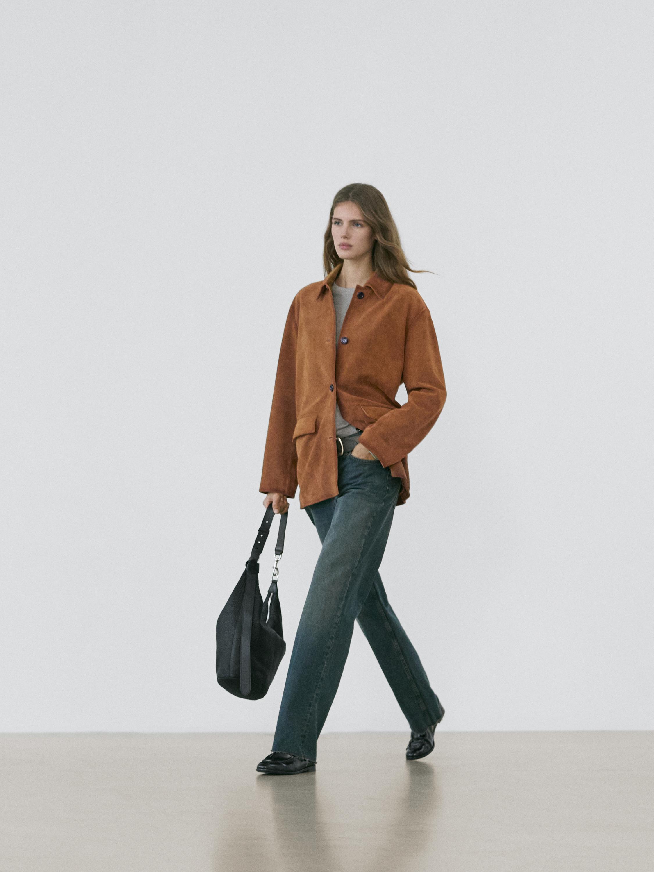Suede leather jacket — CAMEL
