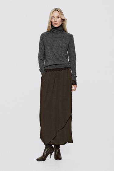 Flowy asymmetric midi skirt - LIMITED EDITION — MOLE BROWN 1