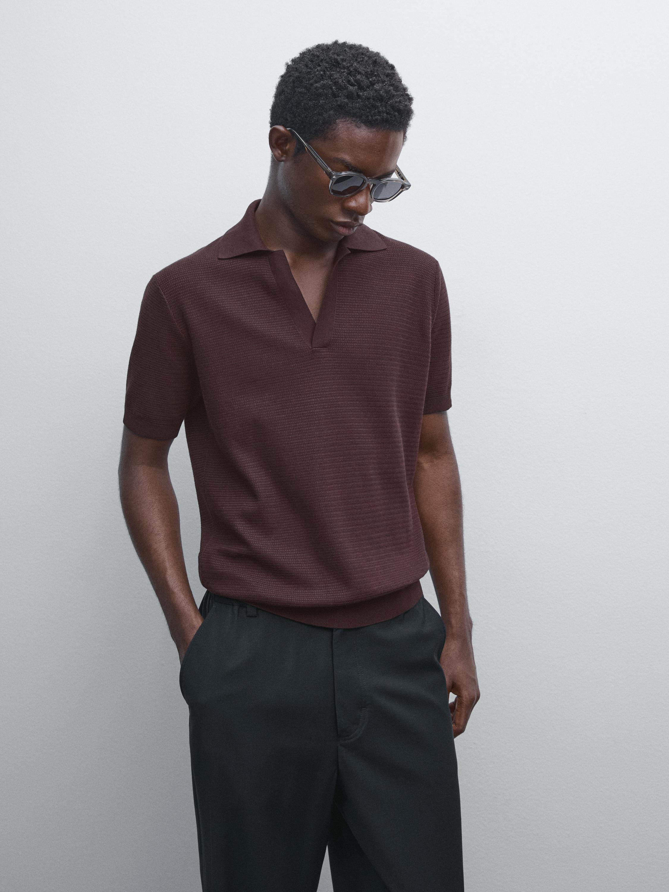 Trikot-Poloshirt mit V-Ausschnitt
