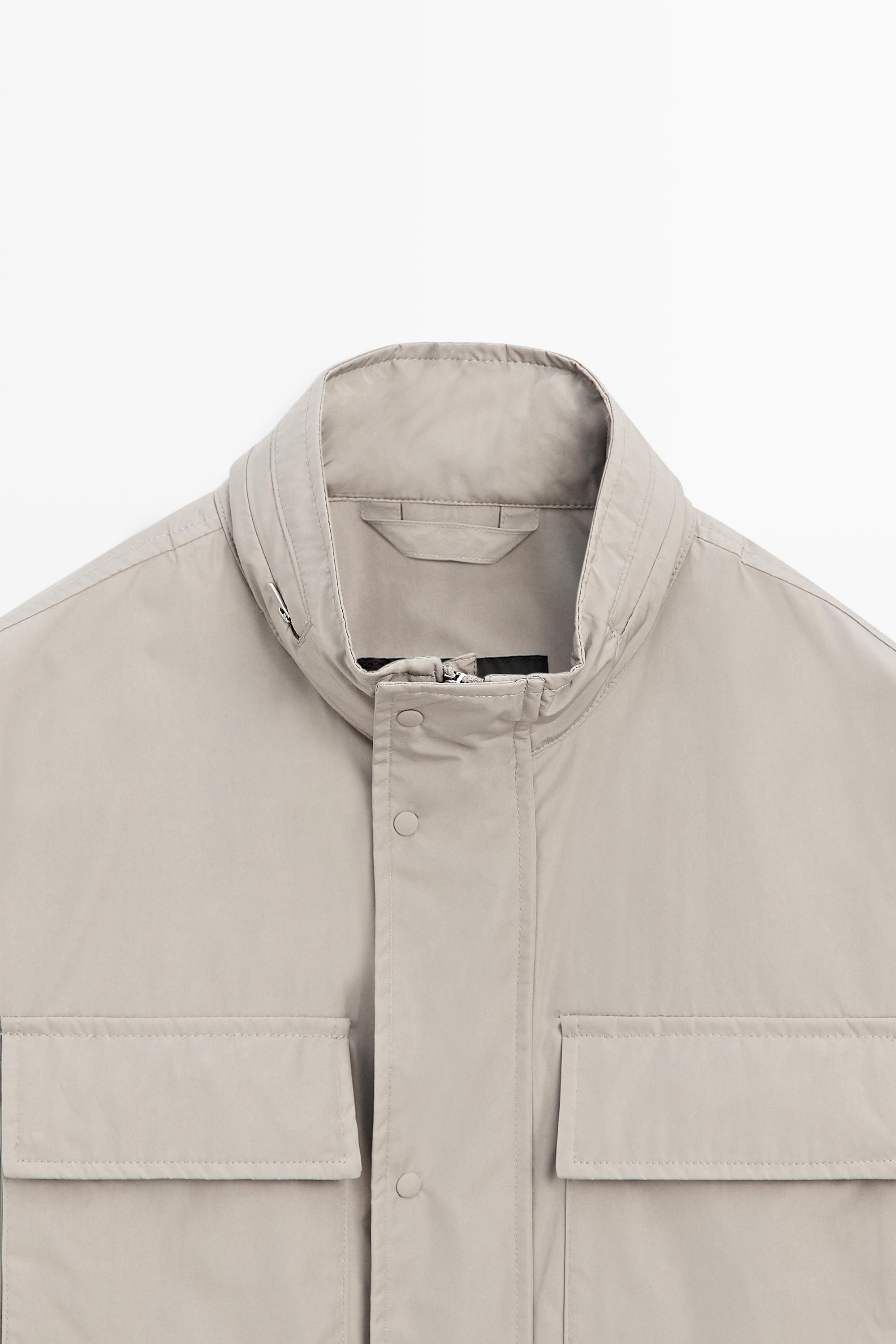 Technical fabric jacket with pocket details — GREY MARL