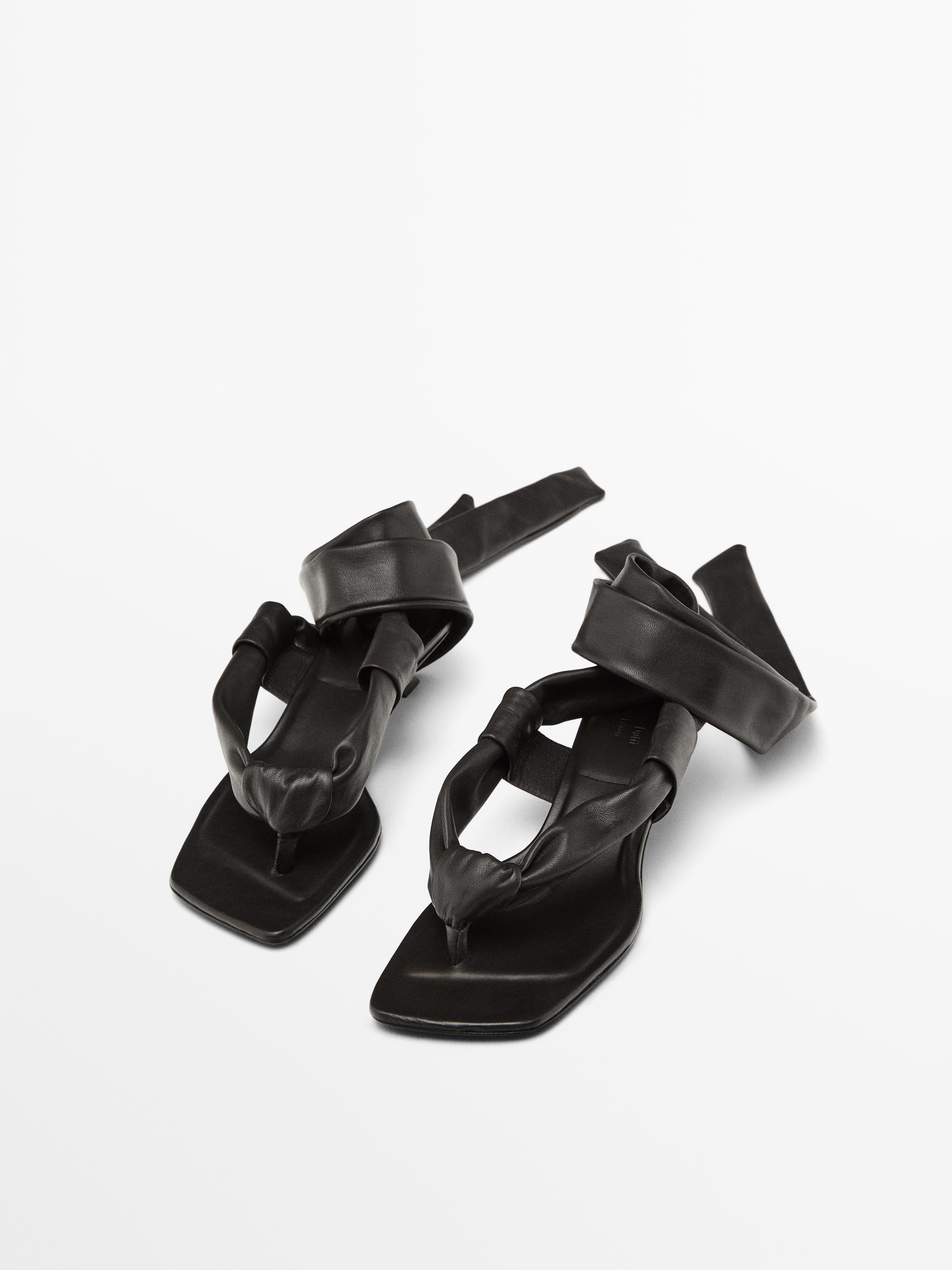 Leather high-heel sandals with tie detail - Limited Edition