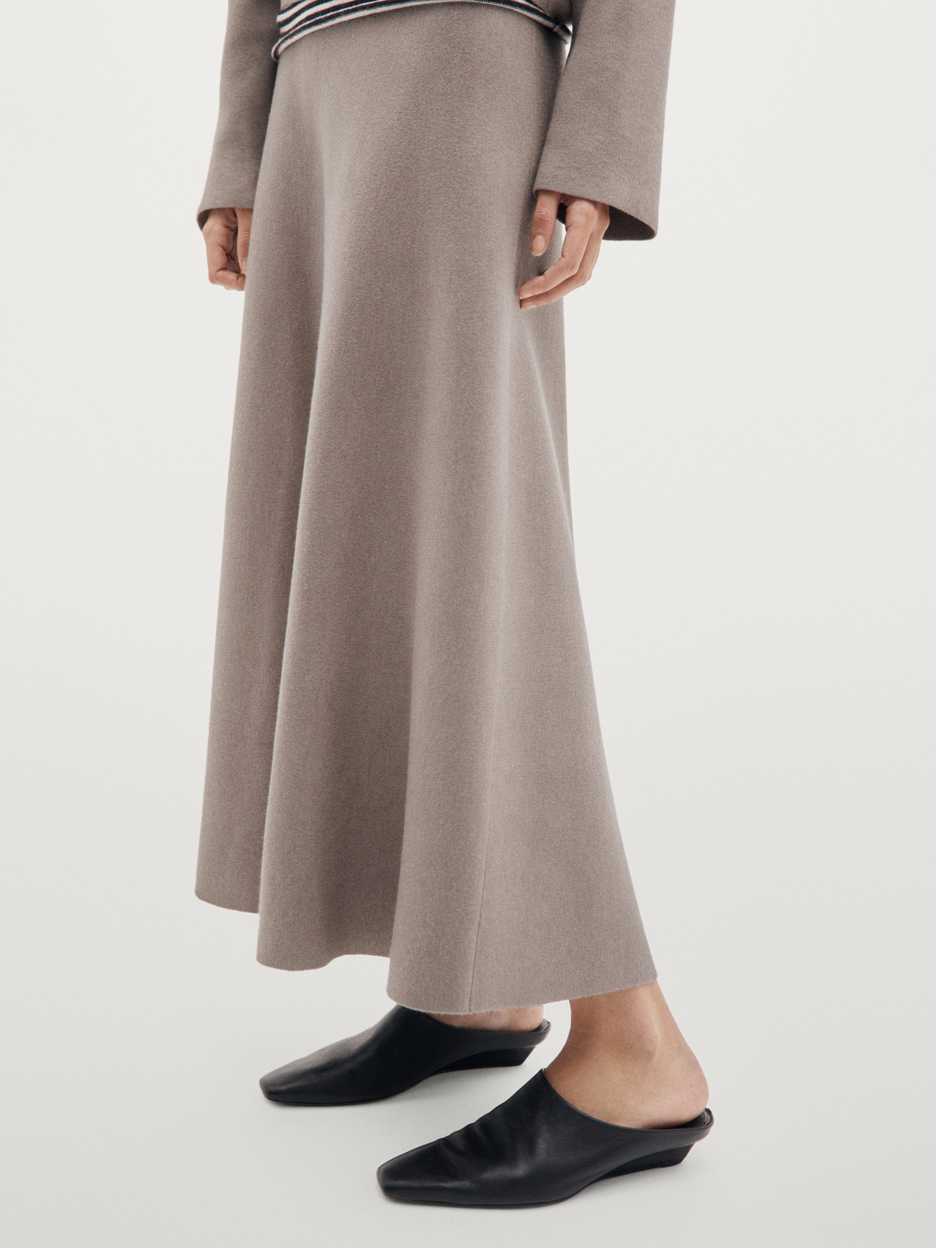 Knit flared midi skirt